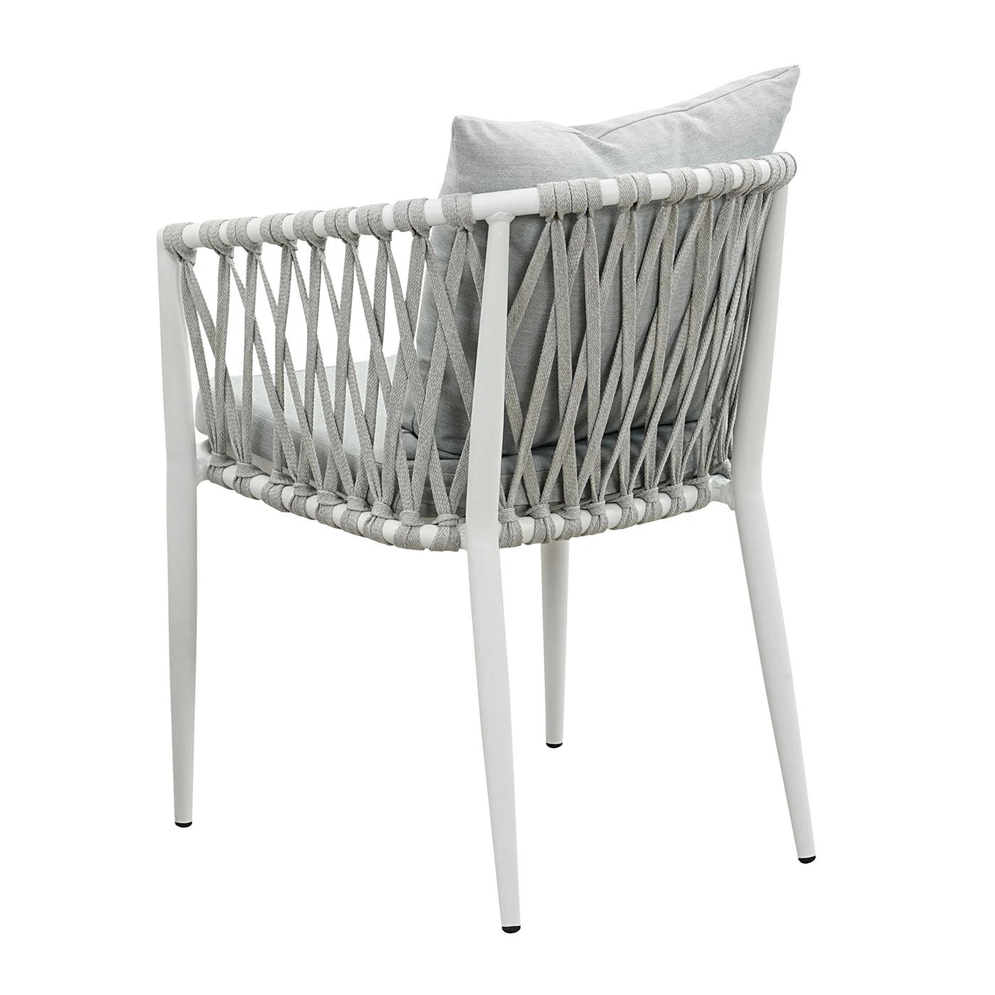 3 Moda Living Mornington White Aluminium Outdoor Dining Chairs with Arms - Light Grey Cushion (Set of 4) - White, 3 of 9