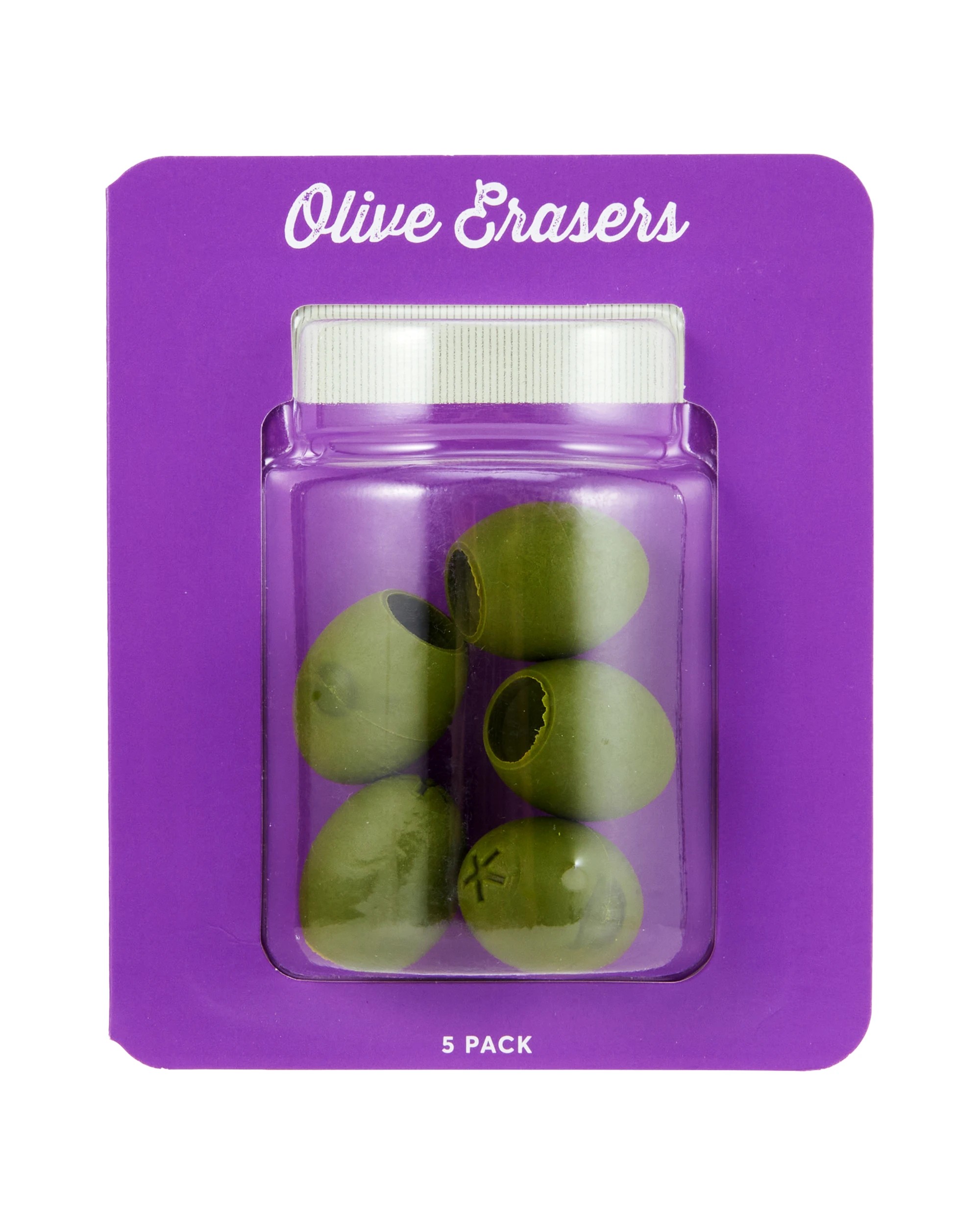 1 5 Pack Olive Erasers, 1 of 3