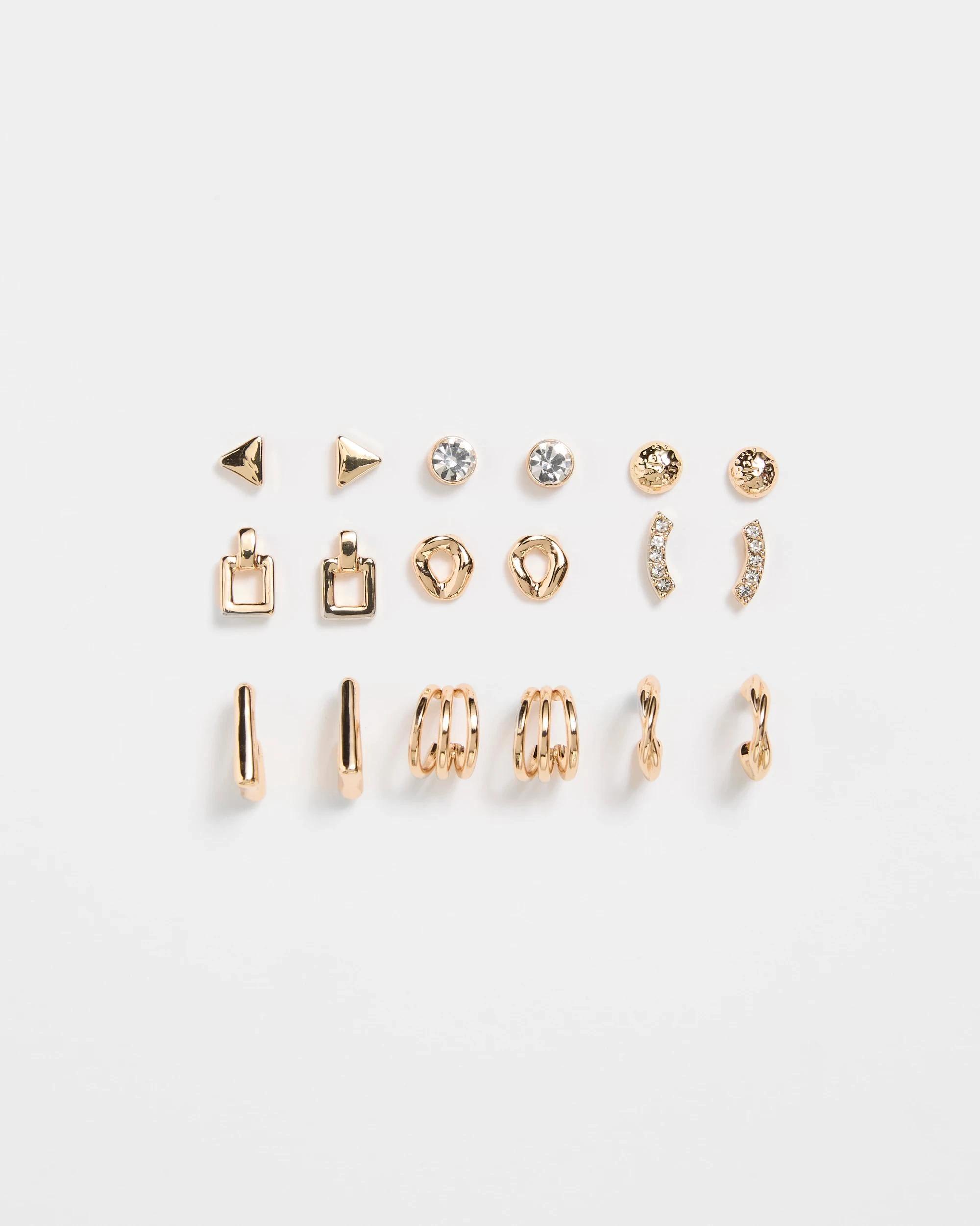 1 Target Woman 9 Pack Modern Stud Earrings GOLD, 1 of 1