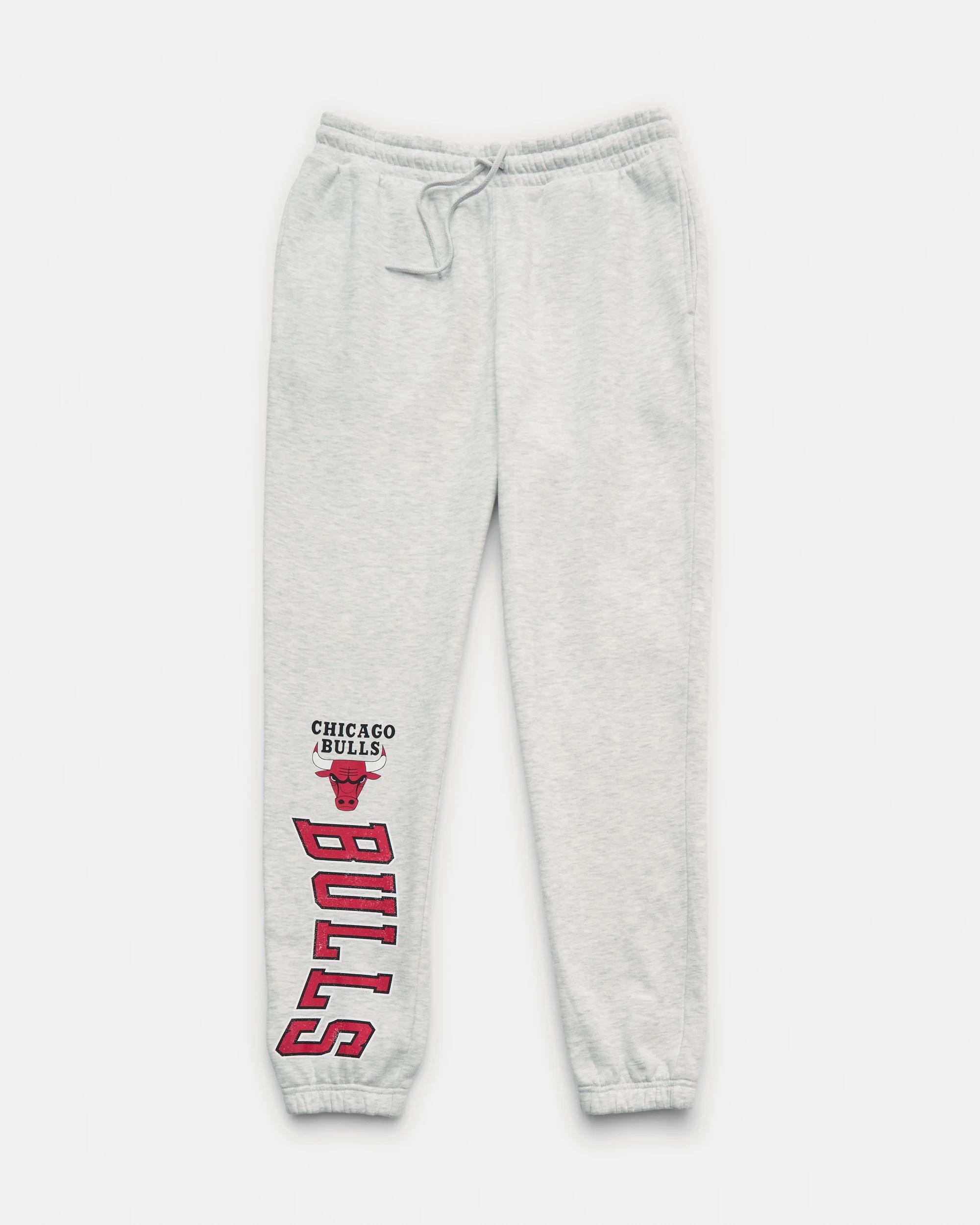 1 Official NBA Adult Lounge Trackpants WHITE MARLE BULLS, 1 of 7