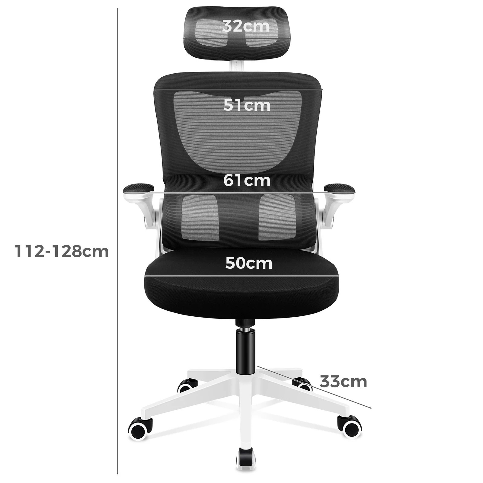 7 Alfordson Mesh Office Chair Gaming Executive Computer Tilt Fabric Seat Work - White Black, 7 of 9