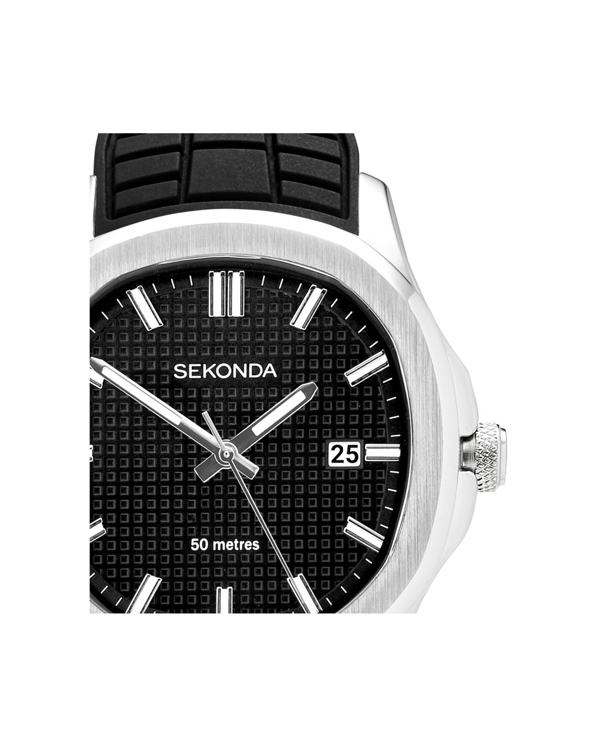 5 Sekonda Men's Octaire Watch 40mm Black Dial Silicone Strap 50m Water Resistant, 5 of 7