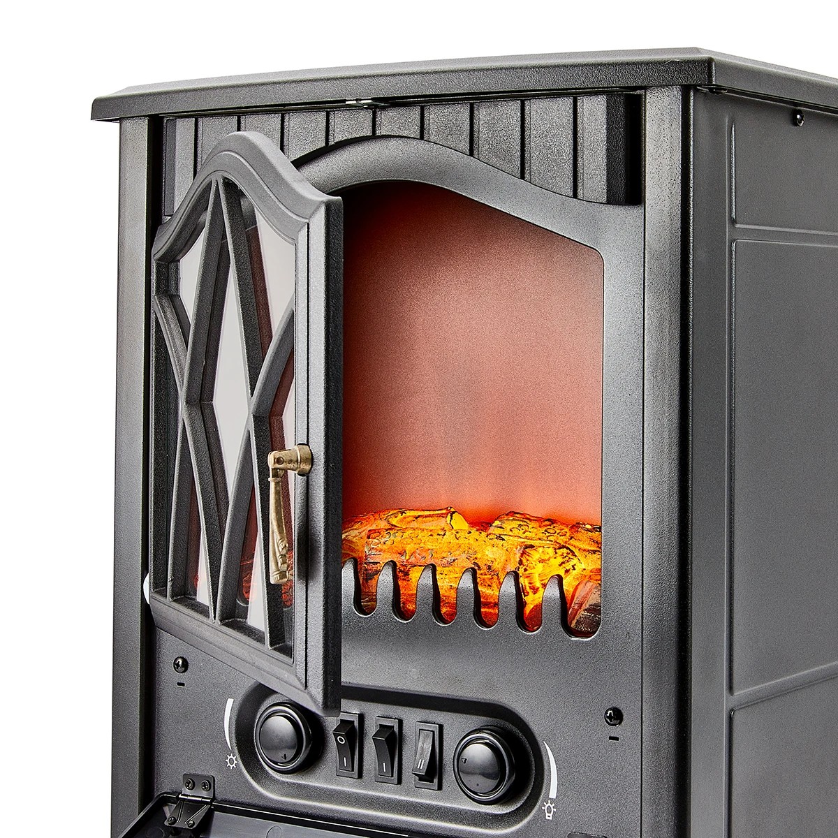 3 Flame Effect Fireplace Heater - Black, 3 of 10