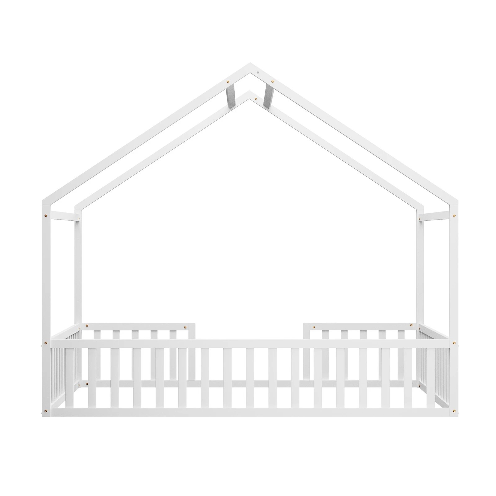 10 Oikiture Double House Bed Kids Wooden Bed Frame - White, 10 of 10