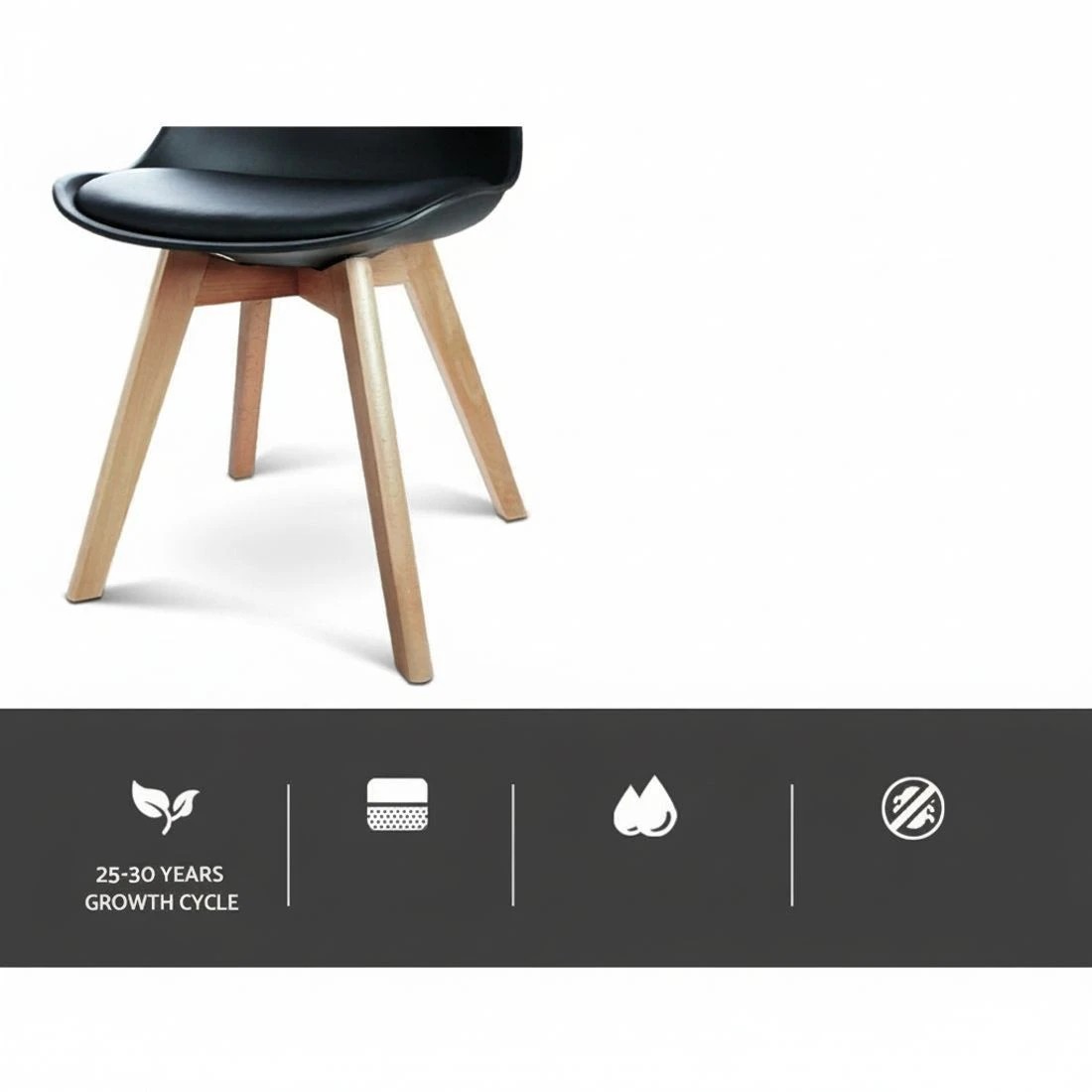 7 Artiss Dining Chairs Set of 4 Leather Plastic DSW Replica Wooden - Black, 7 of 7