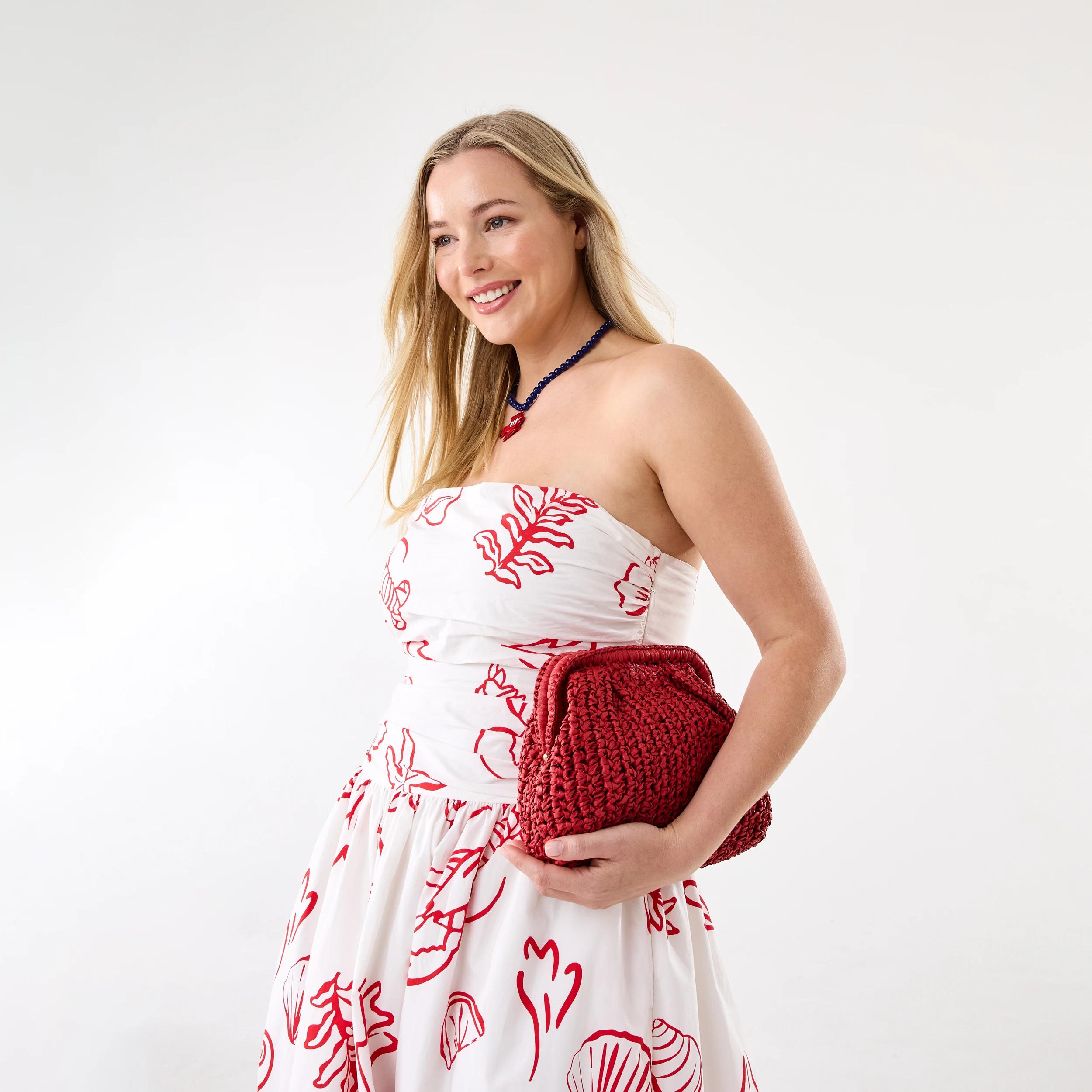 5 Slouchy Straw Clutch Spice Red, 5 of 6