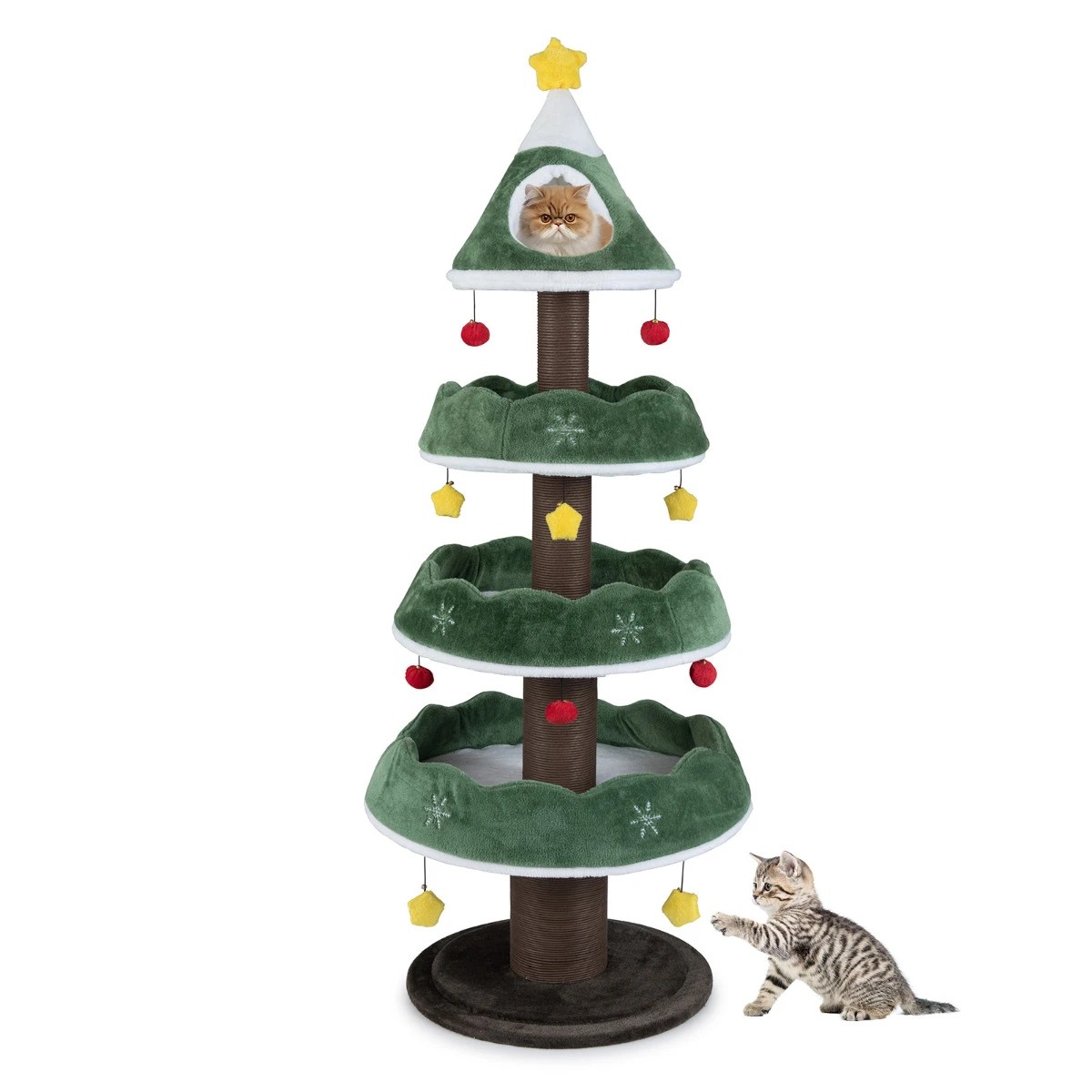 4 Costway 179cm Christmas Cat Tree Plush Cat Tower Multi-Level Pet Indoor Furniture, 4 of 4