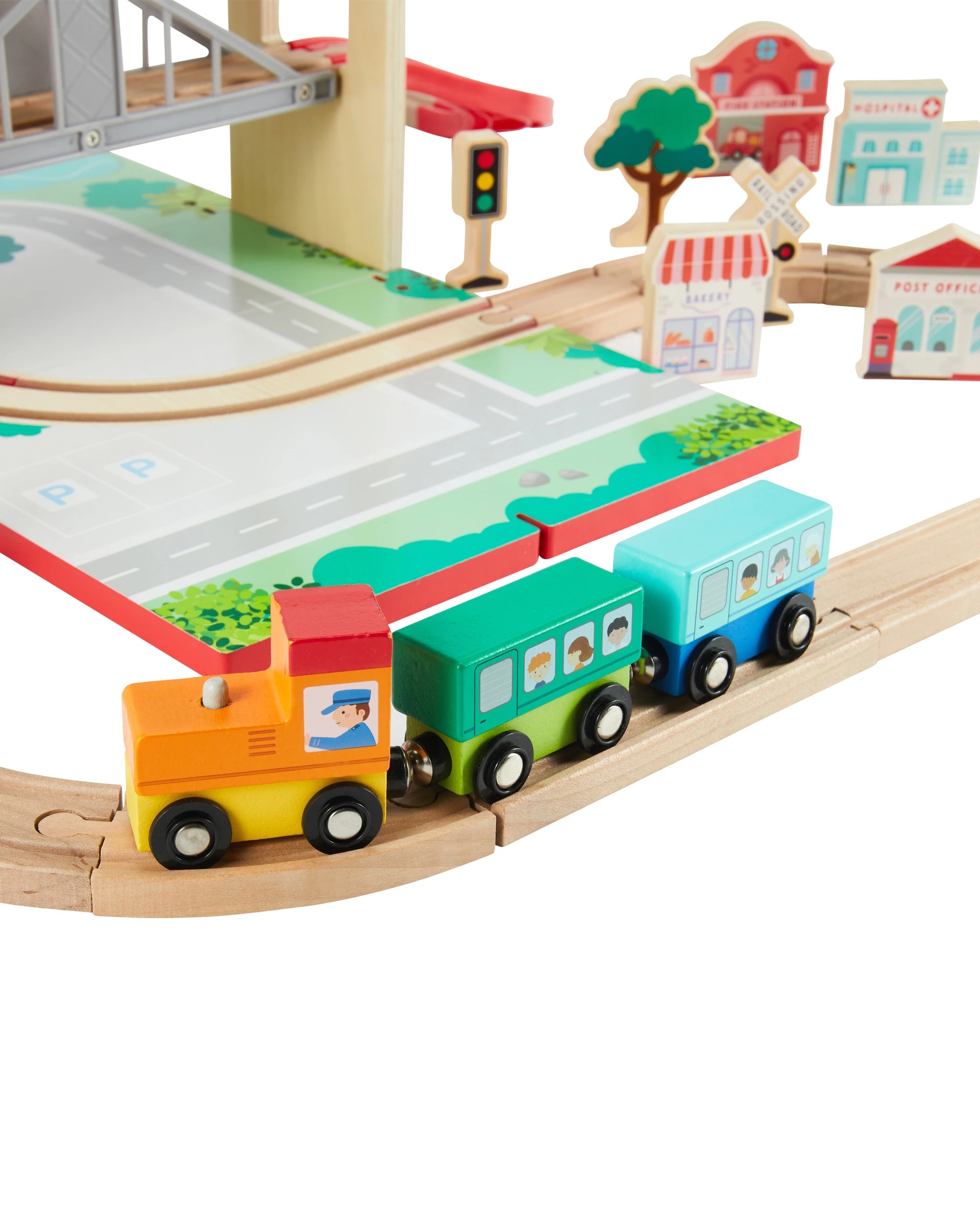 5 32 Piece Wooden Town Train Set with Case, 5 of 9