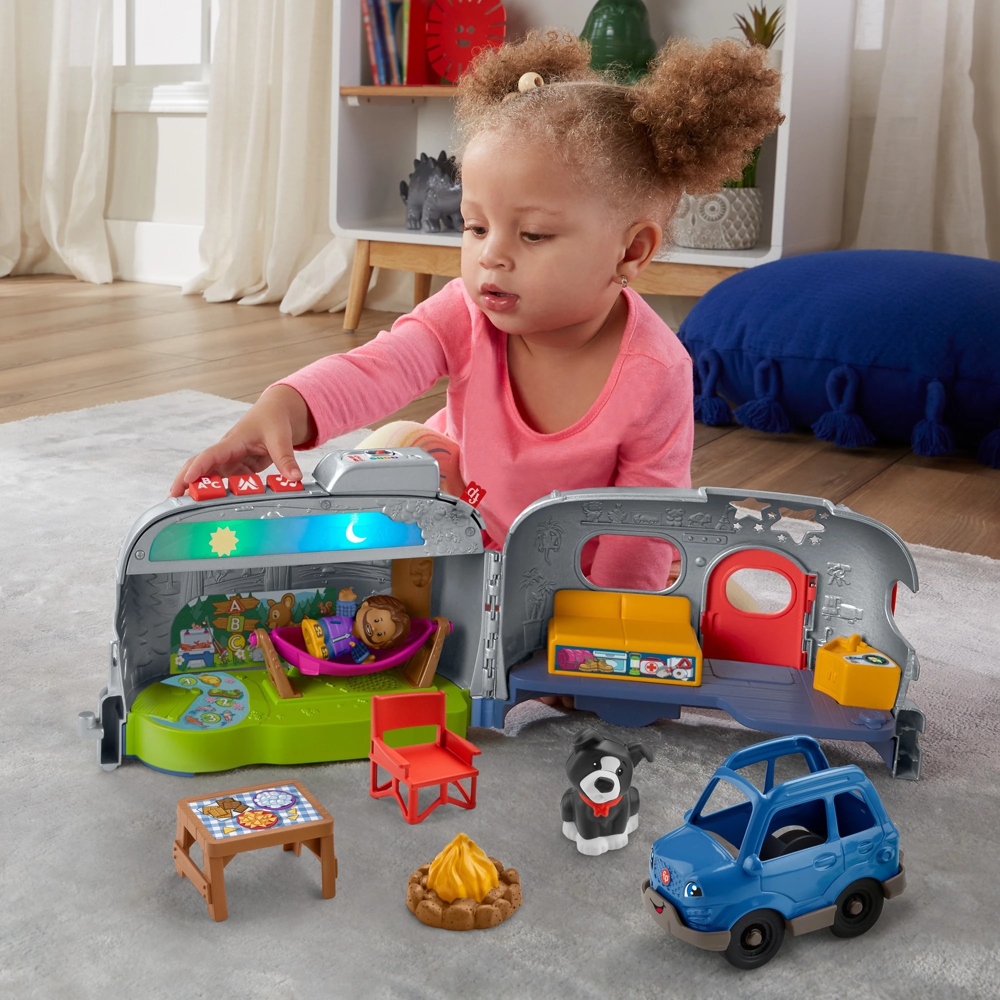 8 Fisher-Price Little People Light-Up Learning Camper - Blue, 8 of 9