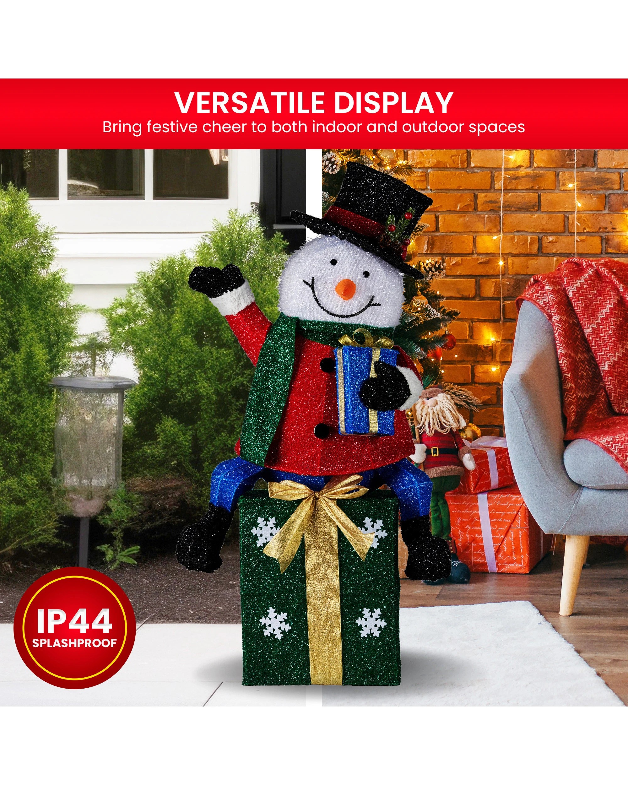 6 Christabelle 85cm Christmas Snowman On Presents Display With Lights, 6 of 9