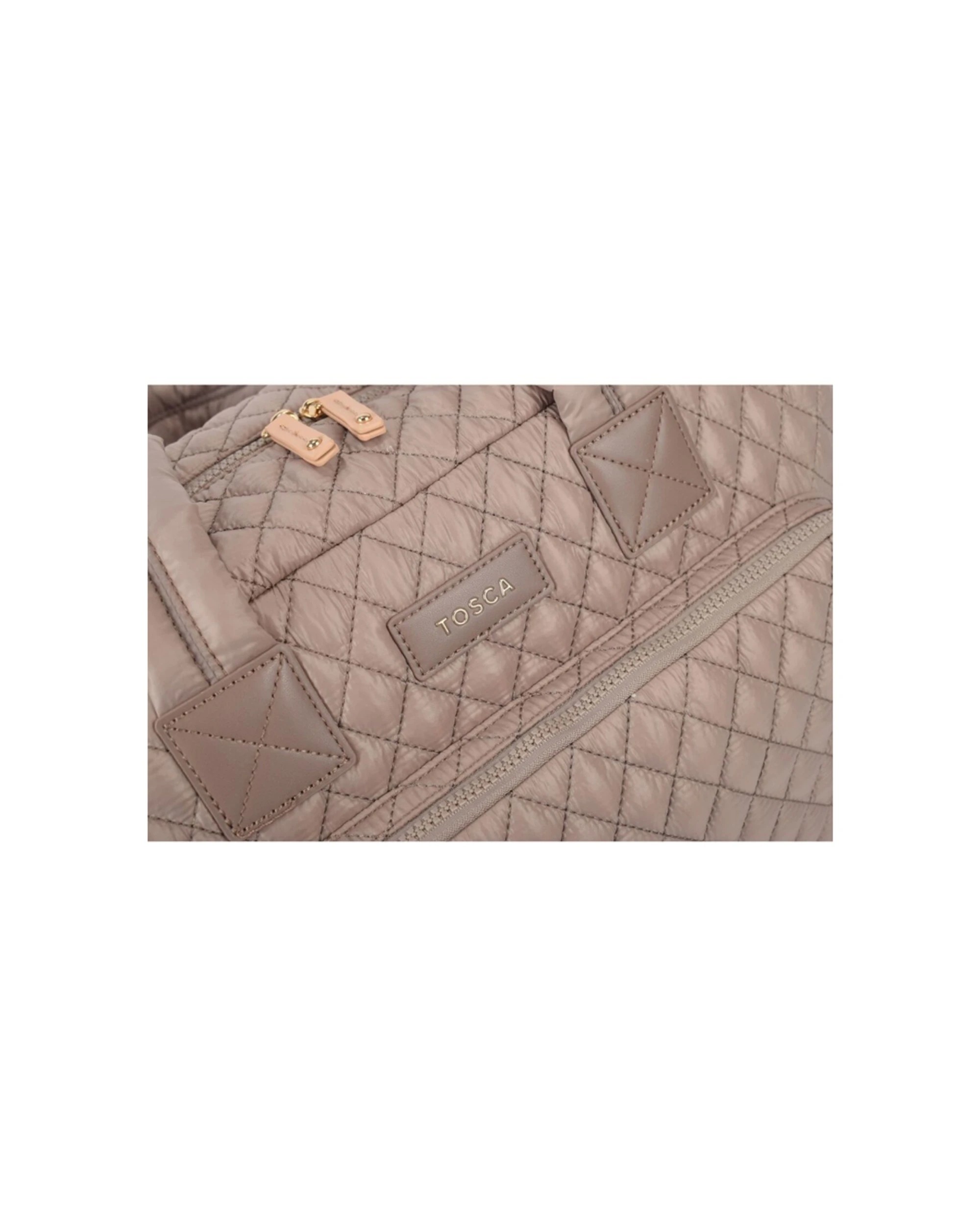 5 Tosca Womens Lightweight Quilted Metro Split Tote Travel Bag Magnet - Brown, 5 of 5
