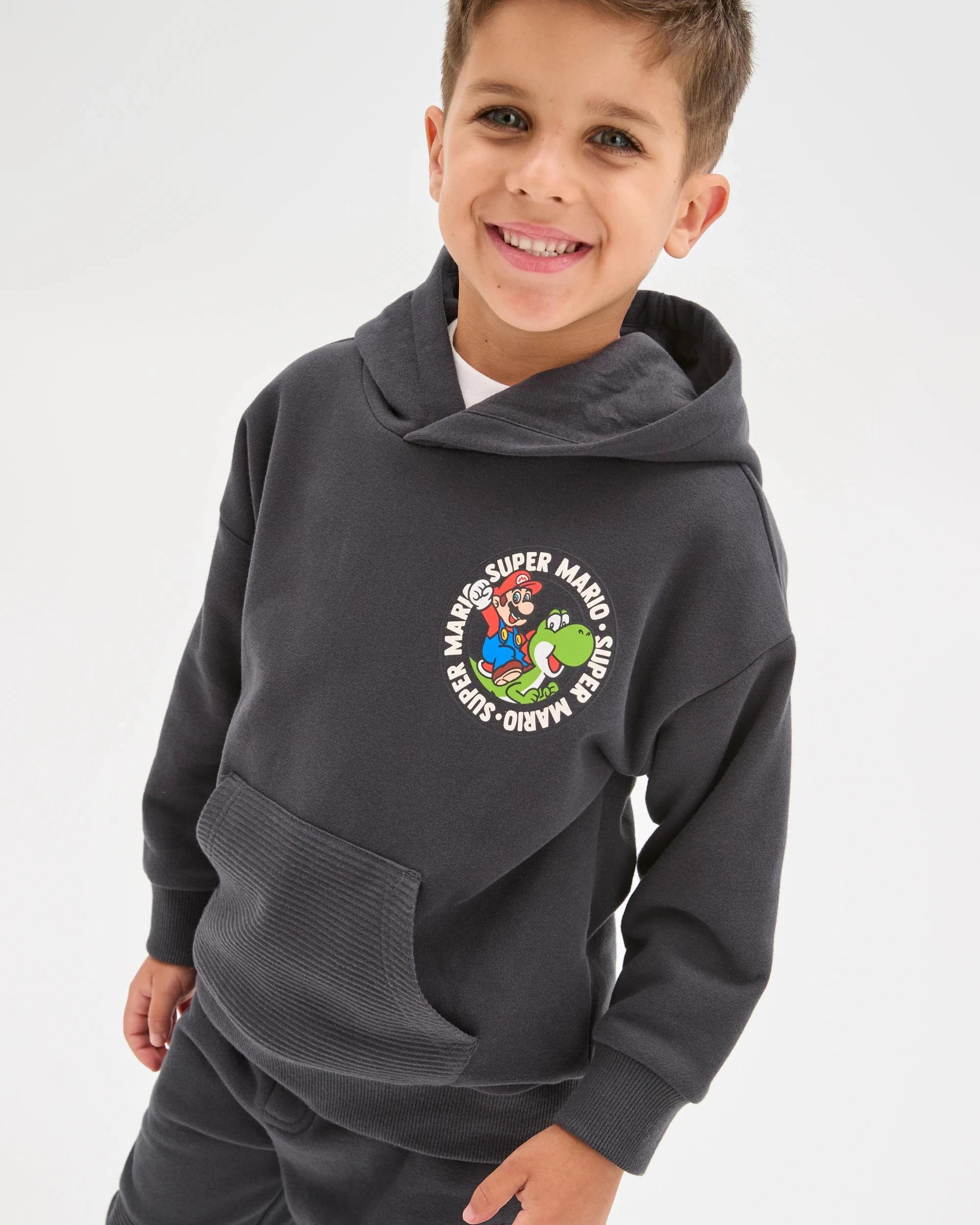 2 Super Mario Australian Cotton Blend Hoodie CHARCOAL, 2 of 7