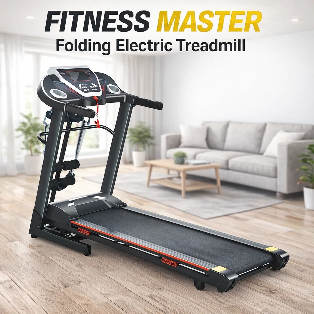 3 Fitness Master Folding Electric Treadmill Auto Incline Lcd Home Gym 14km/h, 3 of 10