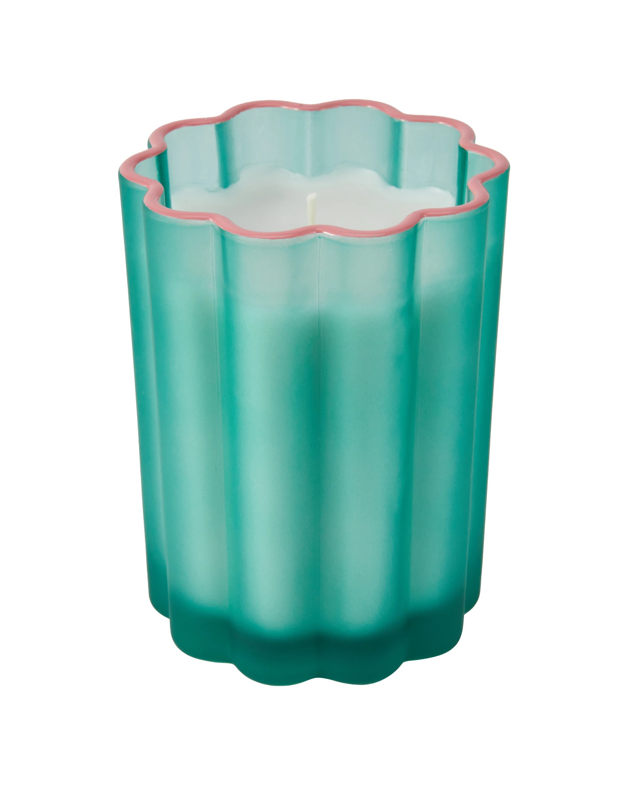 2 Scallop Glass Candle - Green, 2 of 5