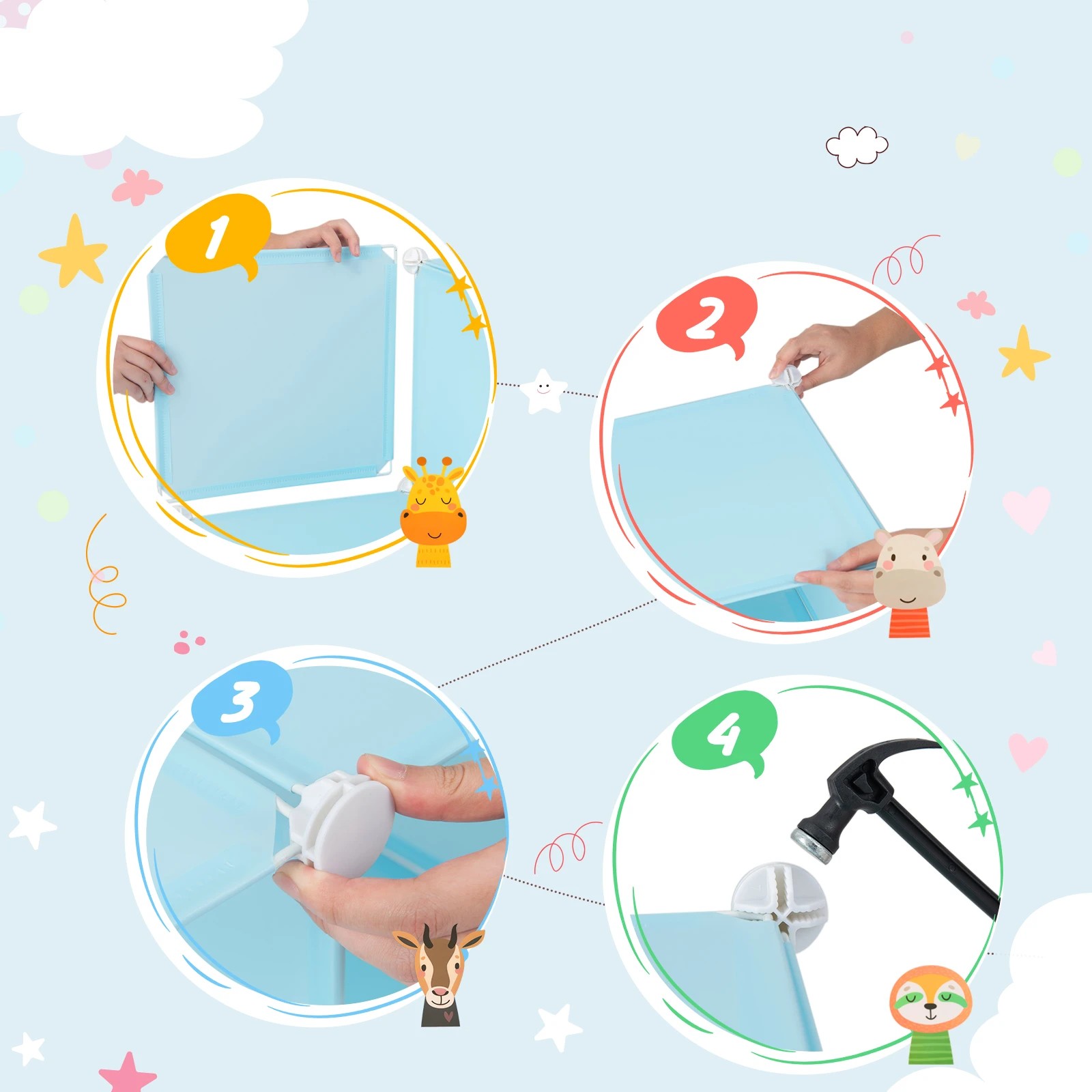 5 Costway 12-Cube Kids Wardrobe DIY Armoire Closet - Blue, 5 of 6