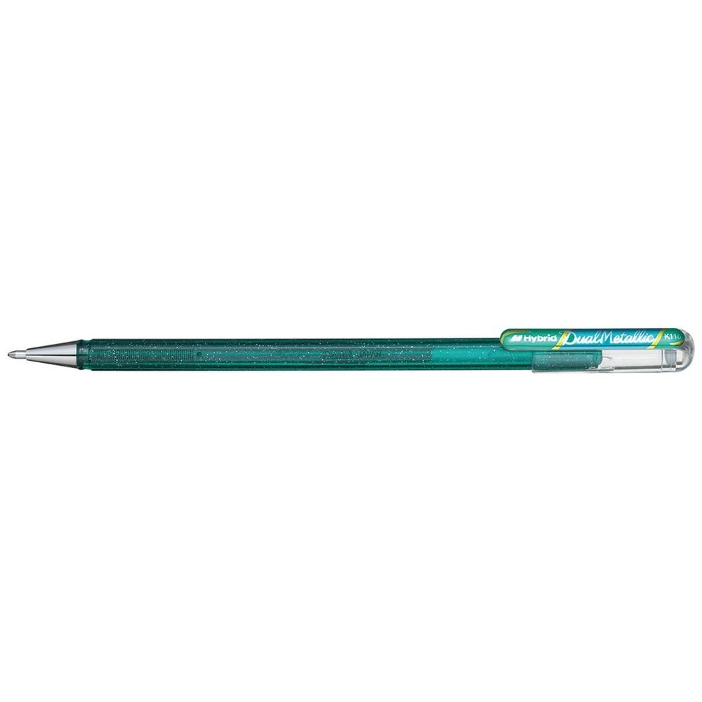 1 Pentel Hybrid Dual Metallic K110 Gel Pen Green, 1 of 8