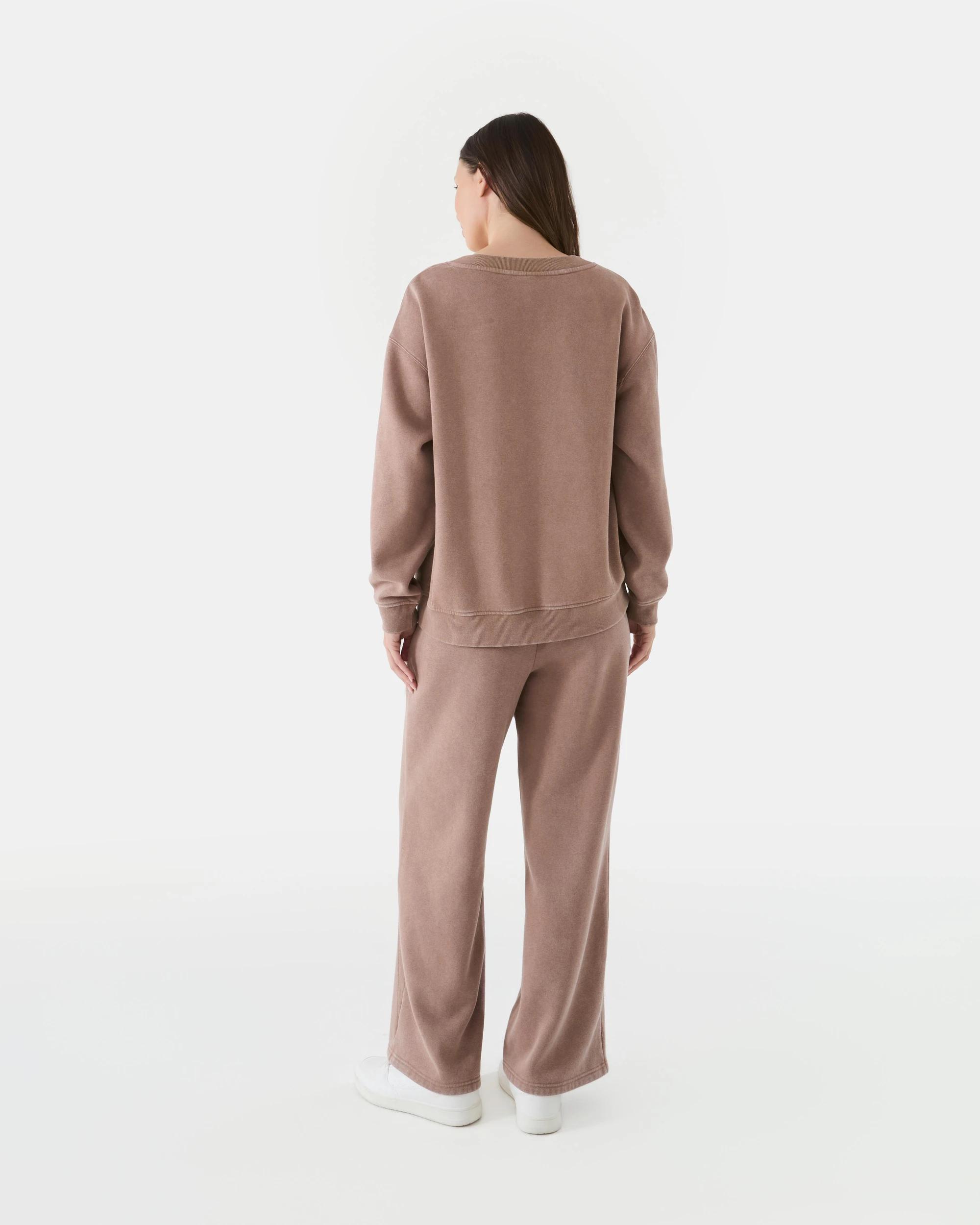 3 Washed V-Neck Ribbed Sweatshirt Snp Brn, 3 of 7