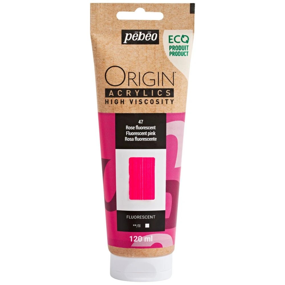 1 Pebeo Origin Acrylic Paint 120mL Fluorescent Pink, 1 of 2