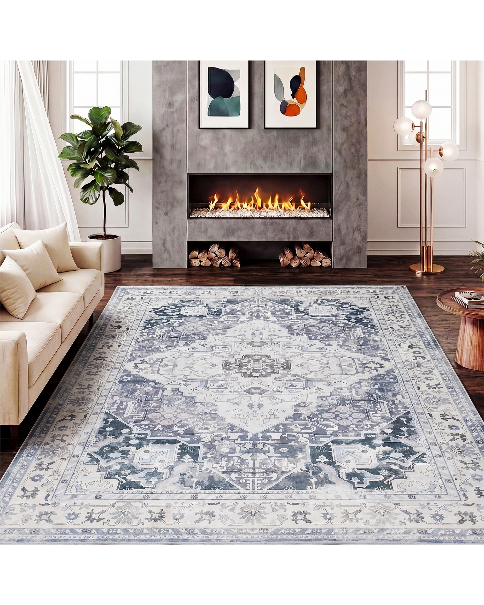 3 Advwin Large Floor Rug 160 x 230cm Vintage Thick Carpet - Grey, 3 of 7