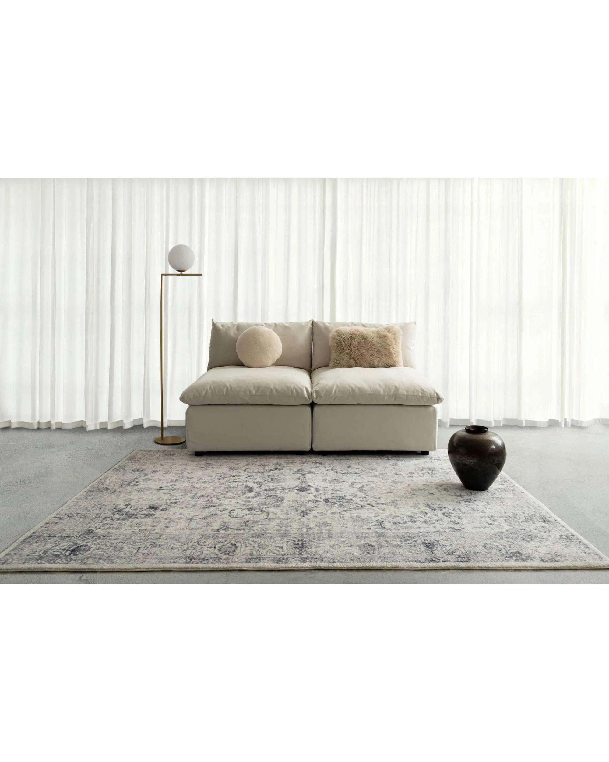 2 Loopsie Sakalar Floral Medallion Washable Rug-180cm x 120cm - Grey, 2 of 7