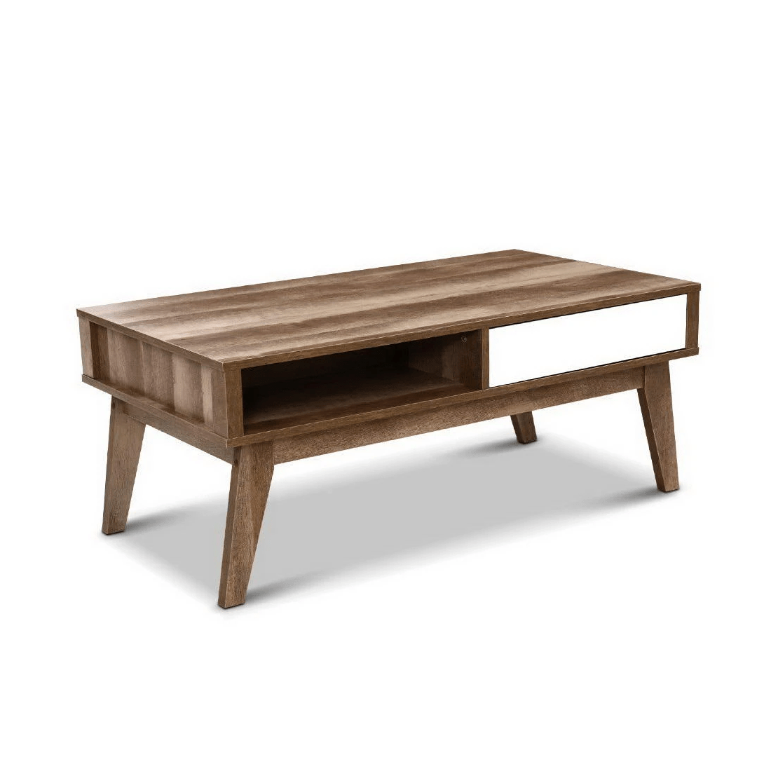 1 Artiss Coffee Table 2 Drawers Walnut Serena - Brown, 1 of 7