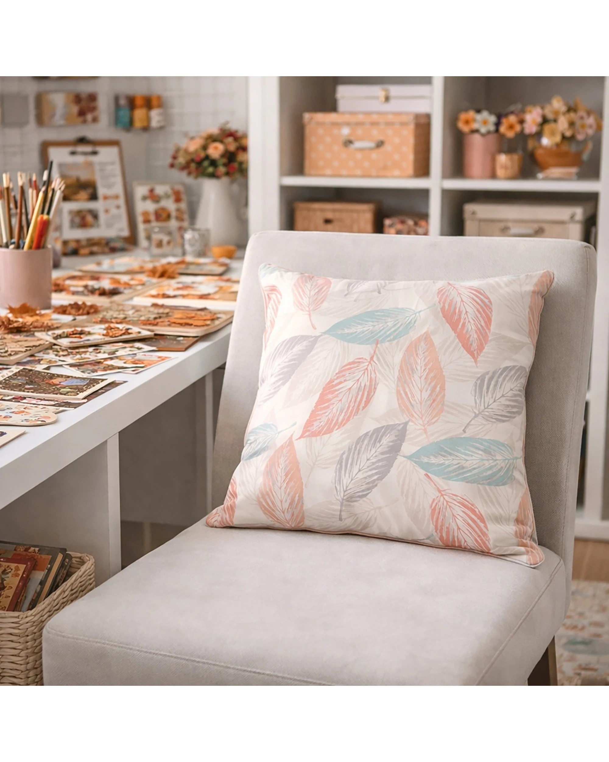 5 Urban Style Autumn Leaves Decorative Cushion Throw Pillow 45x45cm - Pattern, 5 of 6