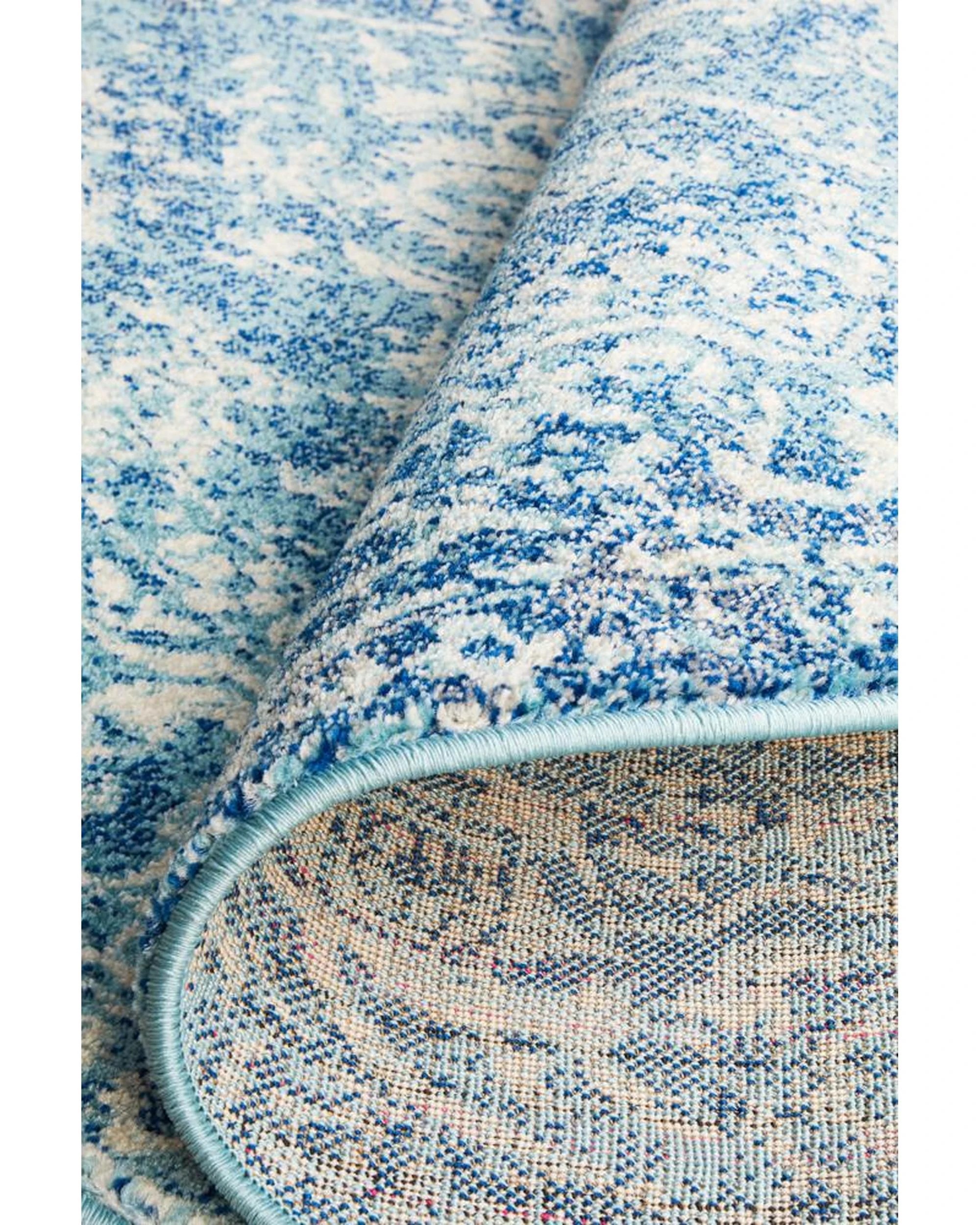 8 Rug Culture Evoke Muse Blue Transitional Round Rug, Power-Loomed Polypropylene, 10mm Pile, Made in Turkey - Blue, 8 of 8