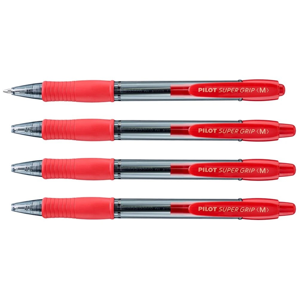3 PILOT SuperGrip Retractable Ballpoint Medium 1mm Red 4 Pack, 3 of 8