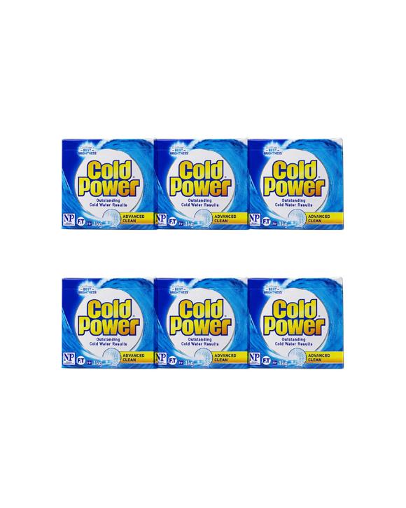 Cold Power 6PK Laundry Powder 1kg Front Top Loader Advanced Clean Stain Remover - Blue