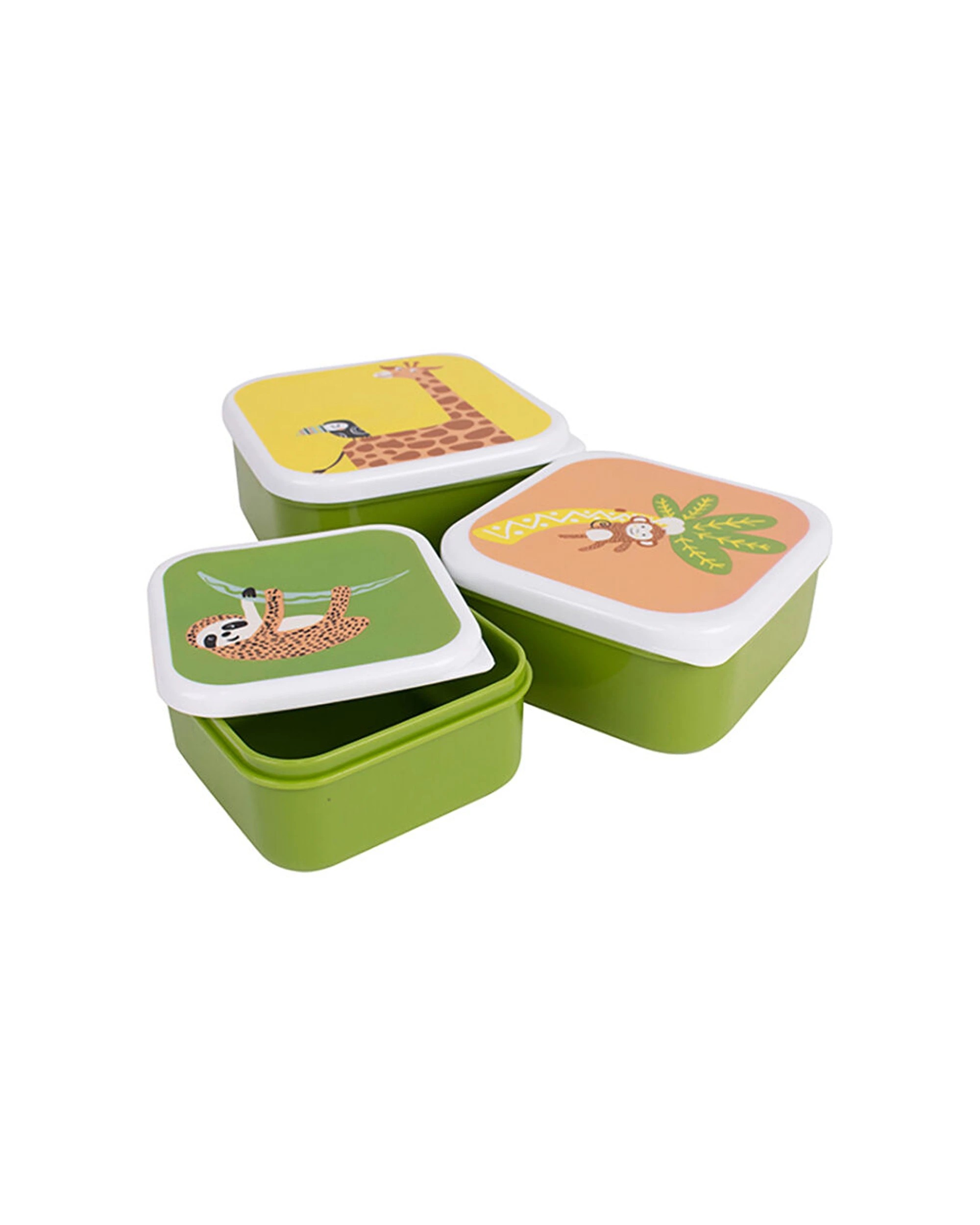 2 Ladelle Ladelle 3pc Jungle Food Container Set Nesting Containers 250ml 400ml 600ml PP Plastic Set - Green, 2 of 2