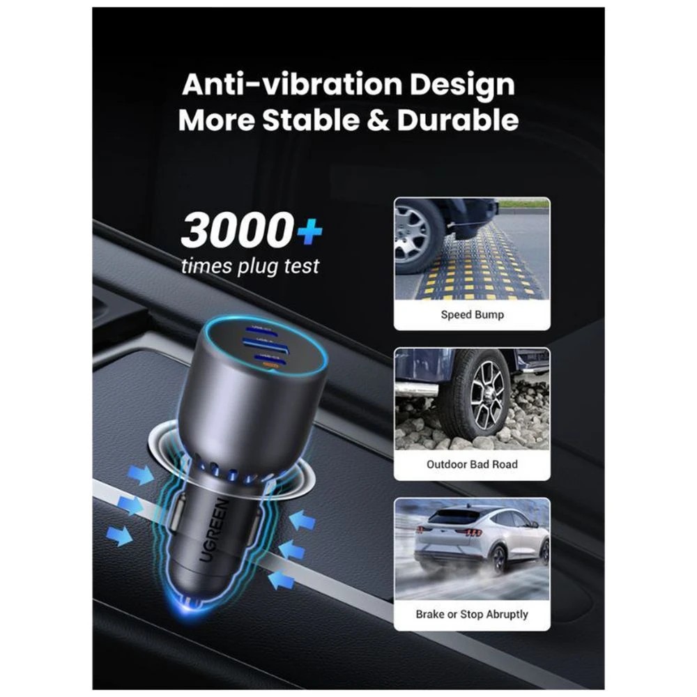 4 UGREEN 75W 3-Port Car Charger Black, 4 of 6