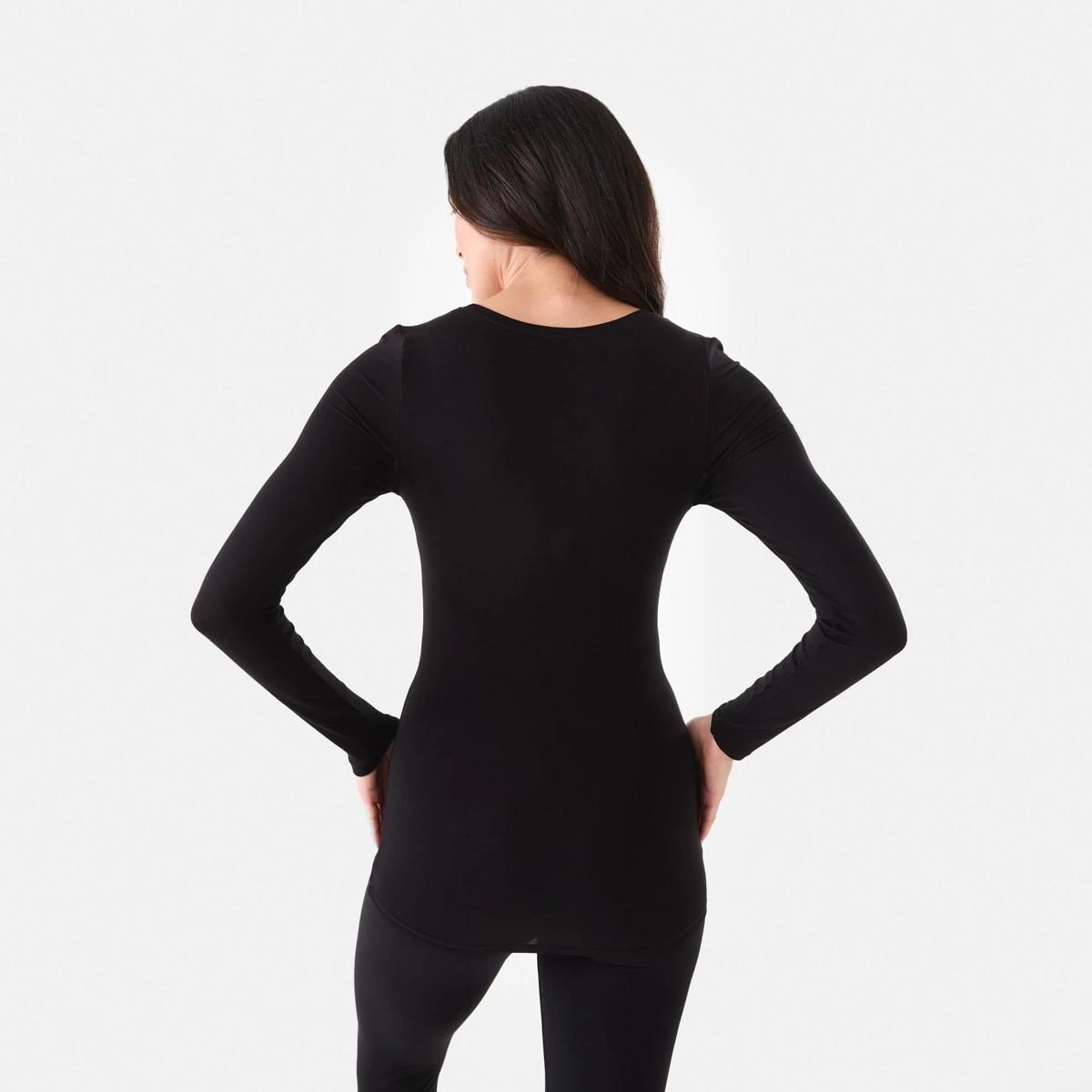 4 Bamboo Thermal Long Sleeves Top Black, 4 of 6