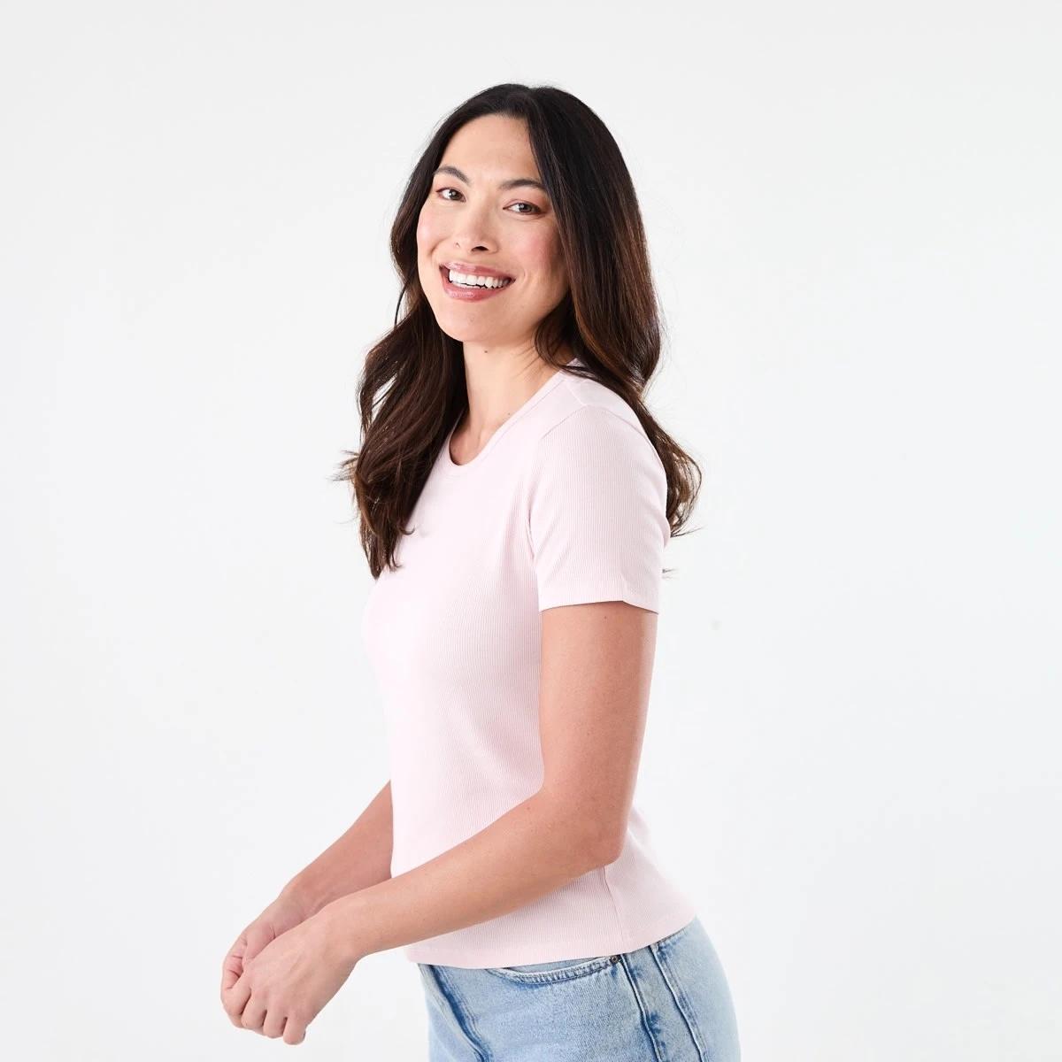 2 Short Sleeve Rib Crew Neck T-shirt SOFT BLOSSOM, 2 of 5