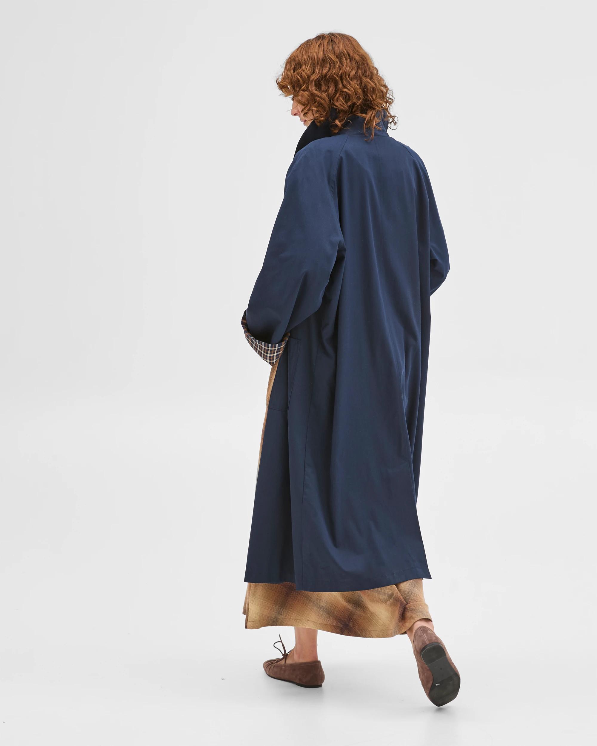 8 Target Woman Long Sleeve Check Detail Mac Coat NAVY, 8 of 9