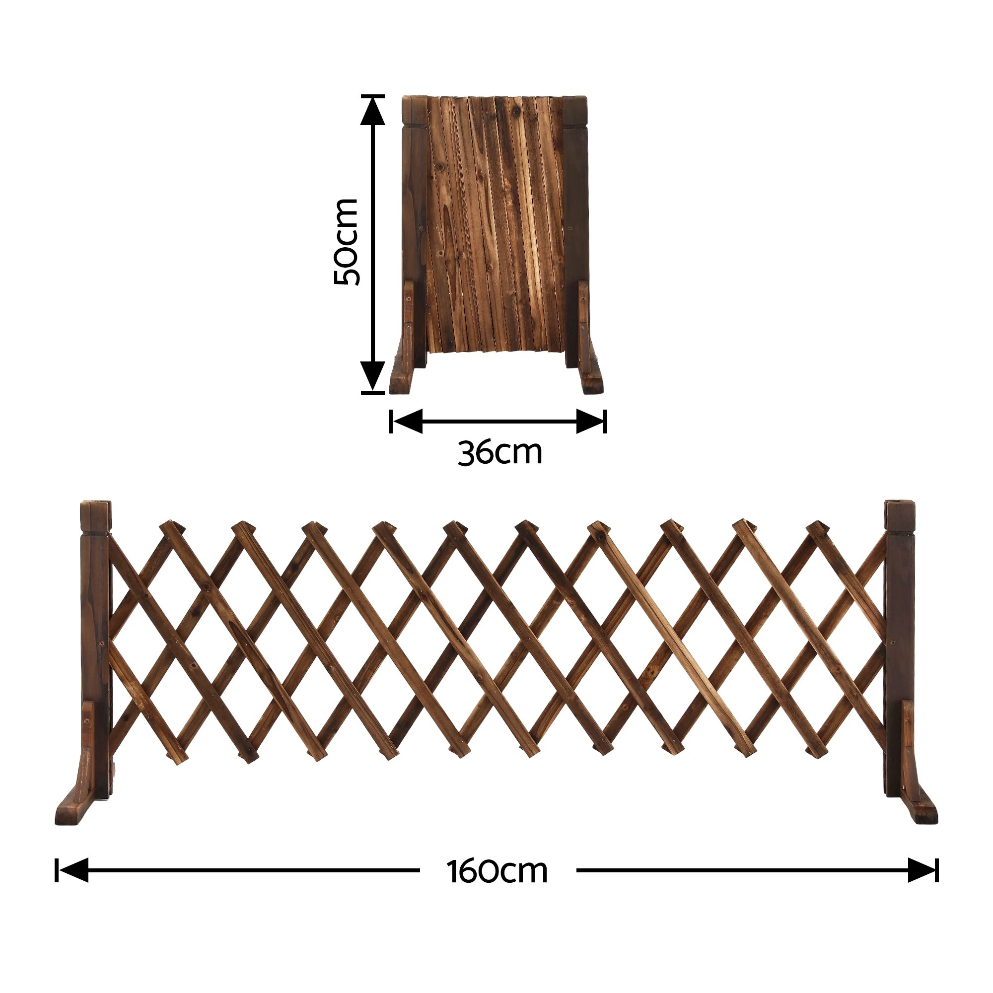 4 Gardeon Garden Fences Expandable Wooden Trellis Fence Plant Frame 160cm - Charcoal, 4 of 8