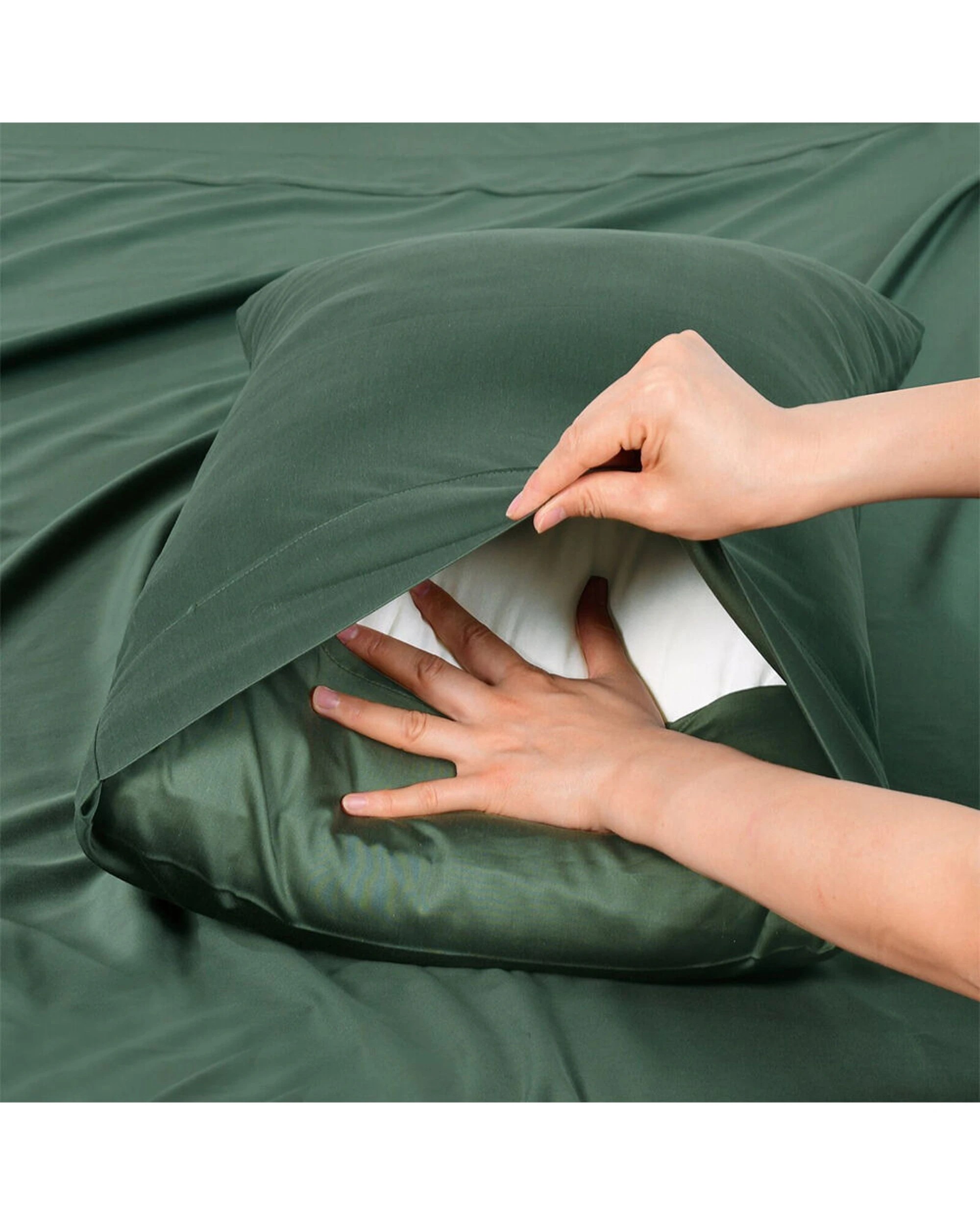 1 Bianca 2pc Rosebank 500TC Standard Bamboo/Cotton Pillowcases 48x47cm Forest - Green, 1 of 1