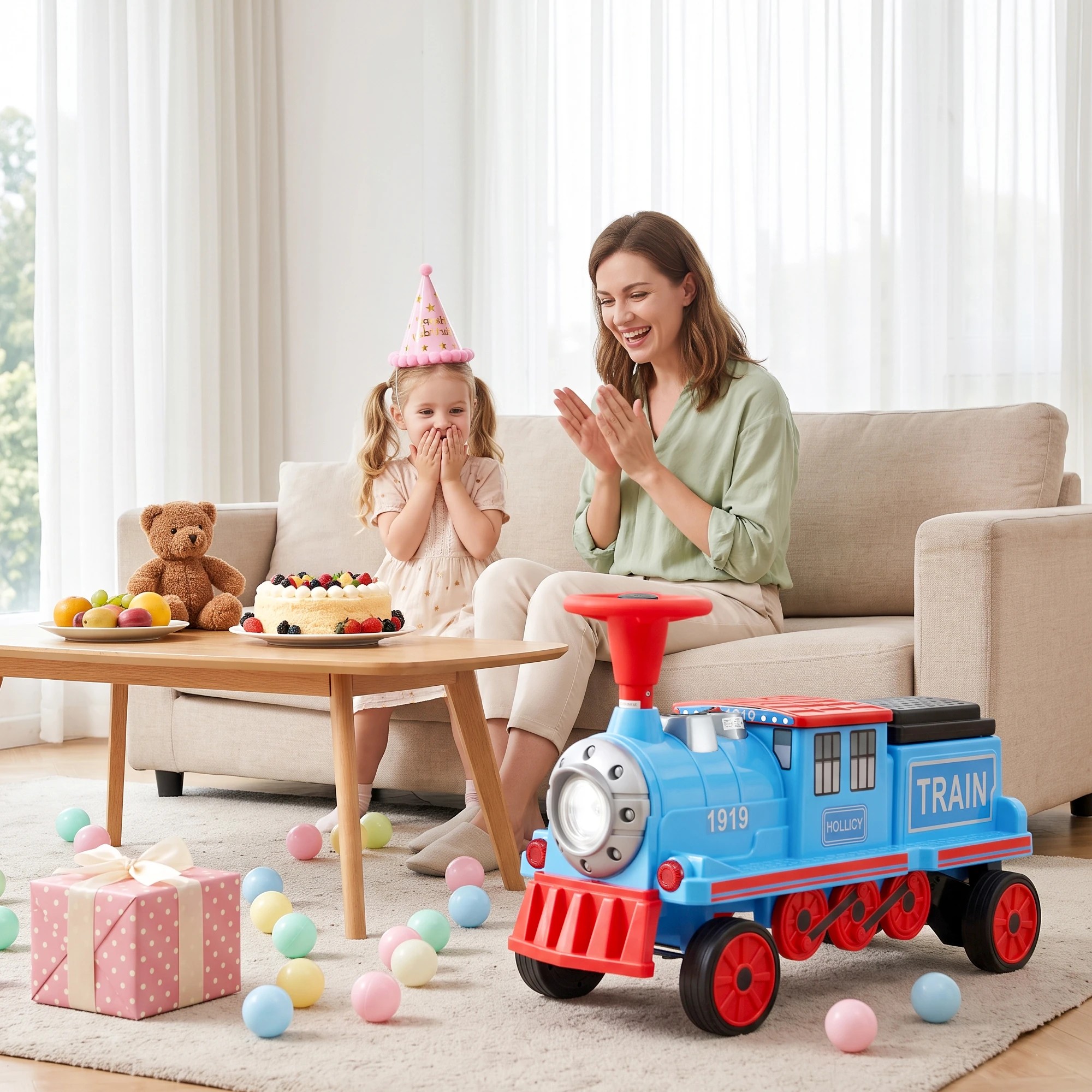 10 Rigo Kids Ride on Car Train 12V Electric Toy 2-Seater Storage 87cm - Blue, 10 of 10