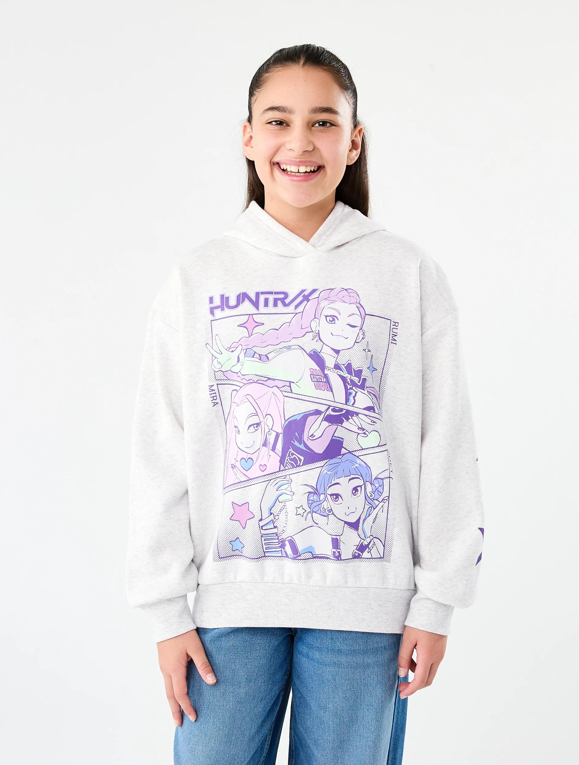 1 KPop Demon Hunters License Oversized Hoodie Grey Dh, 1 of 8