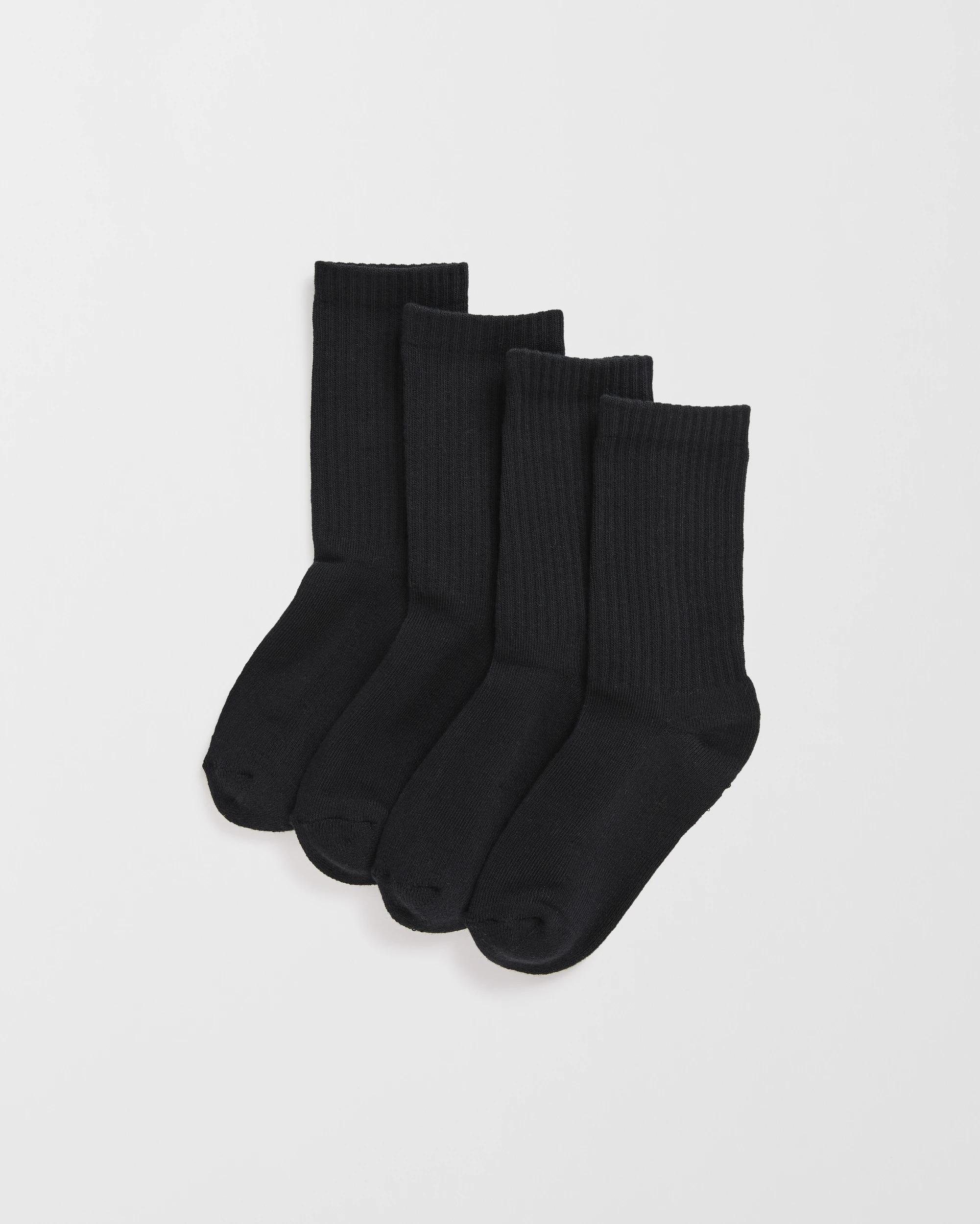 1 Maxx 4 Pack Sports Crew Socks BLACK, 1 of 3