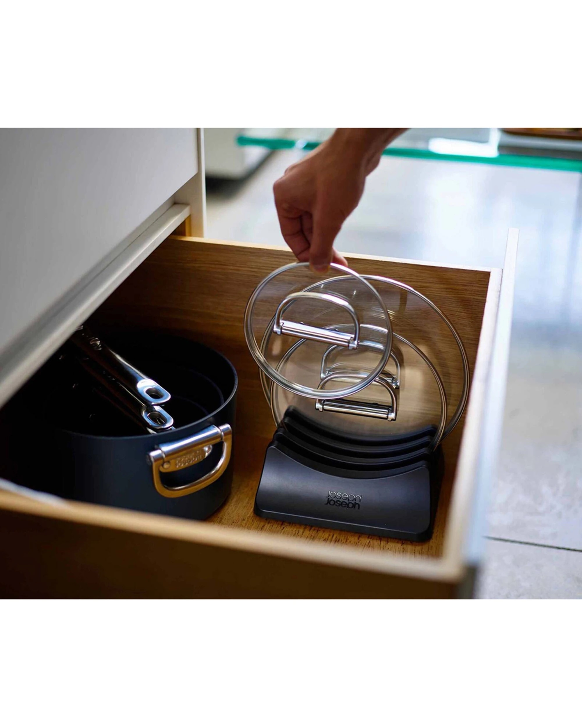 4 Joseph Joseph Space 3-Lid Storage Stand Compact Design Efficient Storage - Blue, 4 of 4