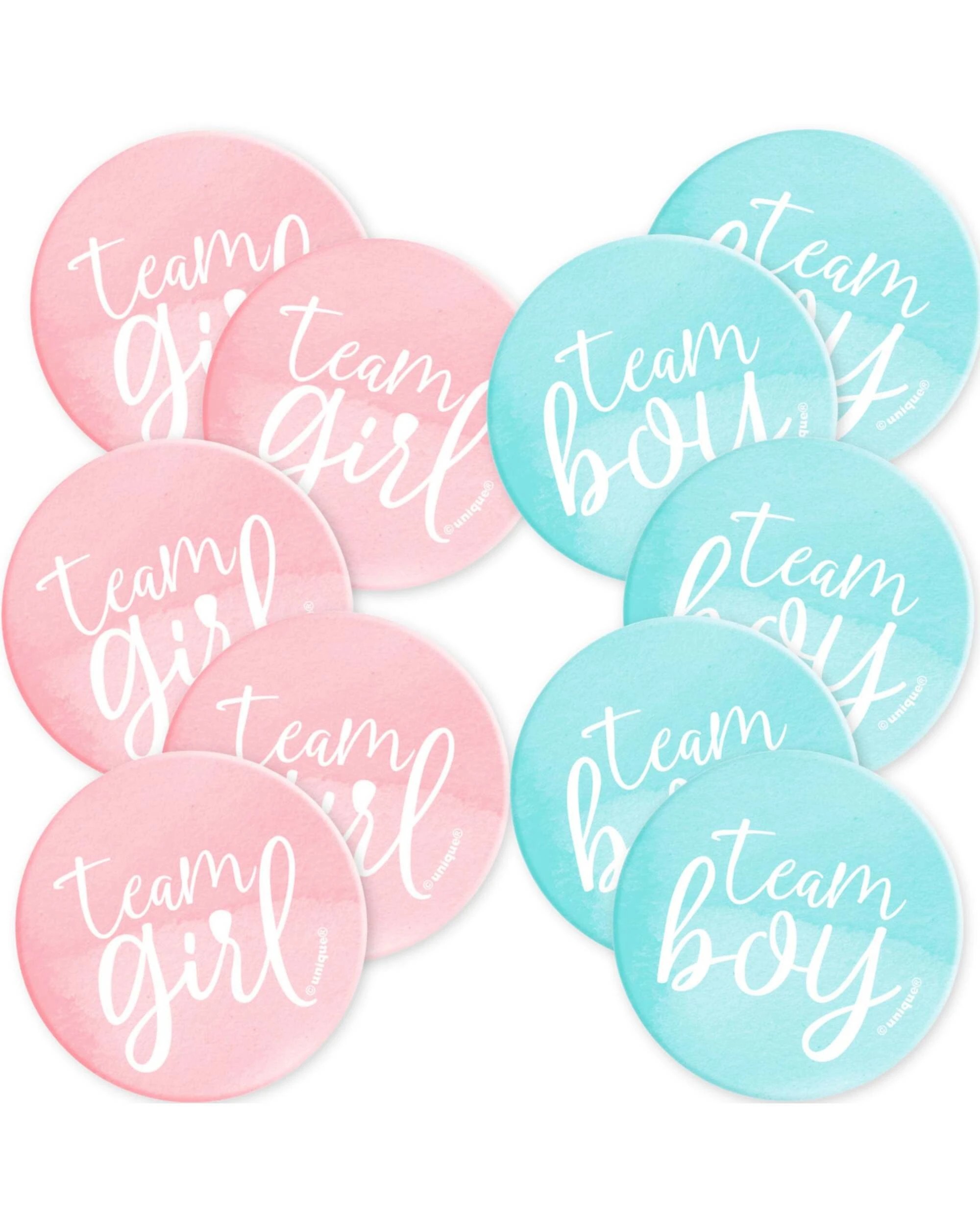 1 Unique Gender Reveal Team Boy Or Girl Badges Pack of 10, 1 of 2
