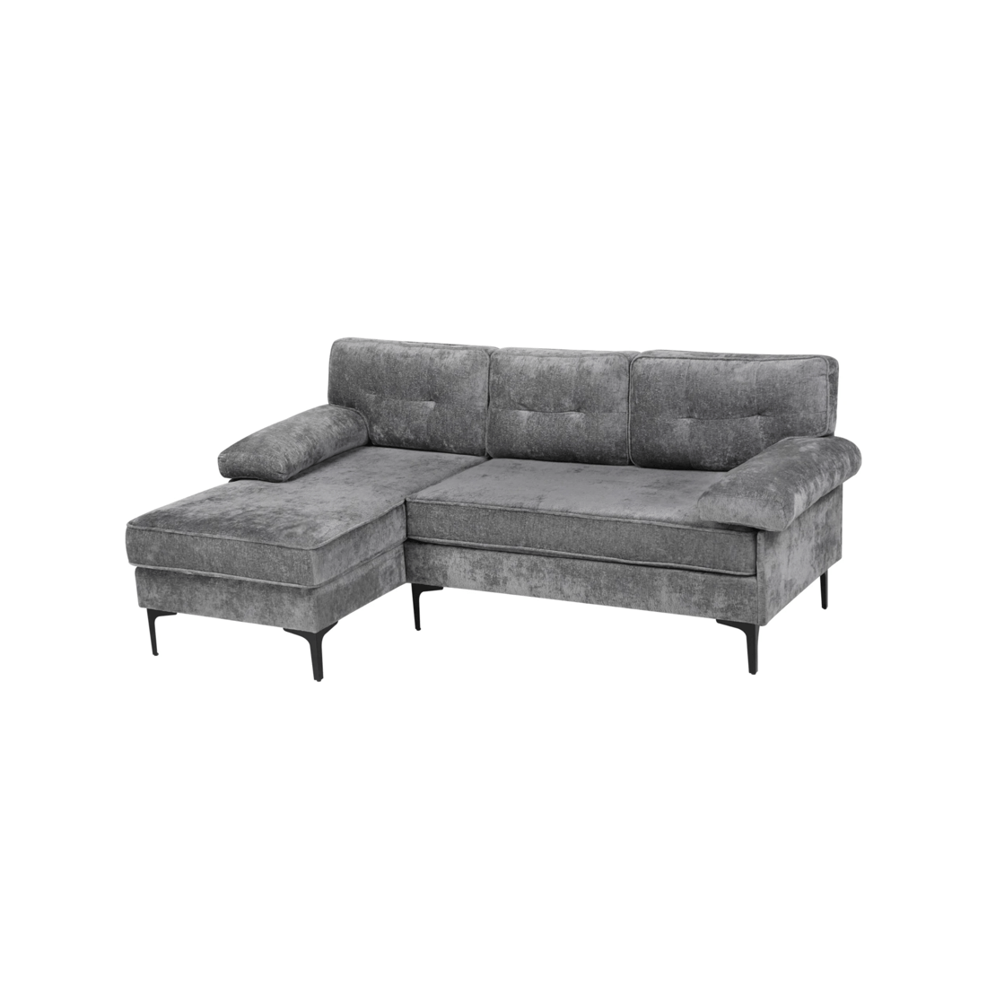 1 Advwin 3 Seater Sofa L-shape Chenille Lounge Couch W/ Reversible Chaise Grey, 1 of 9