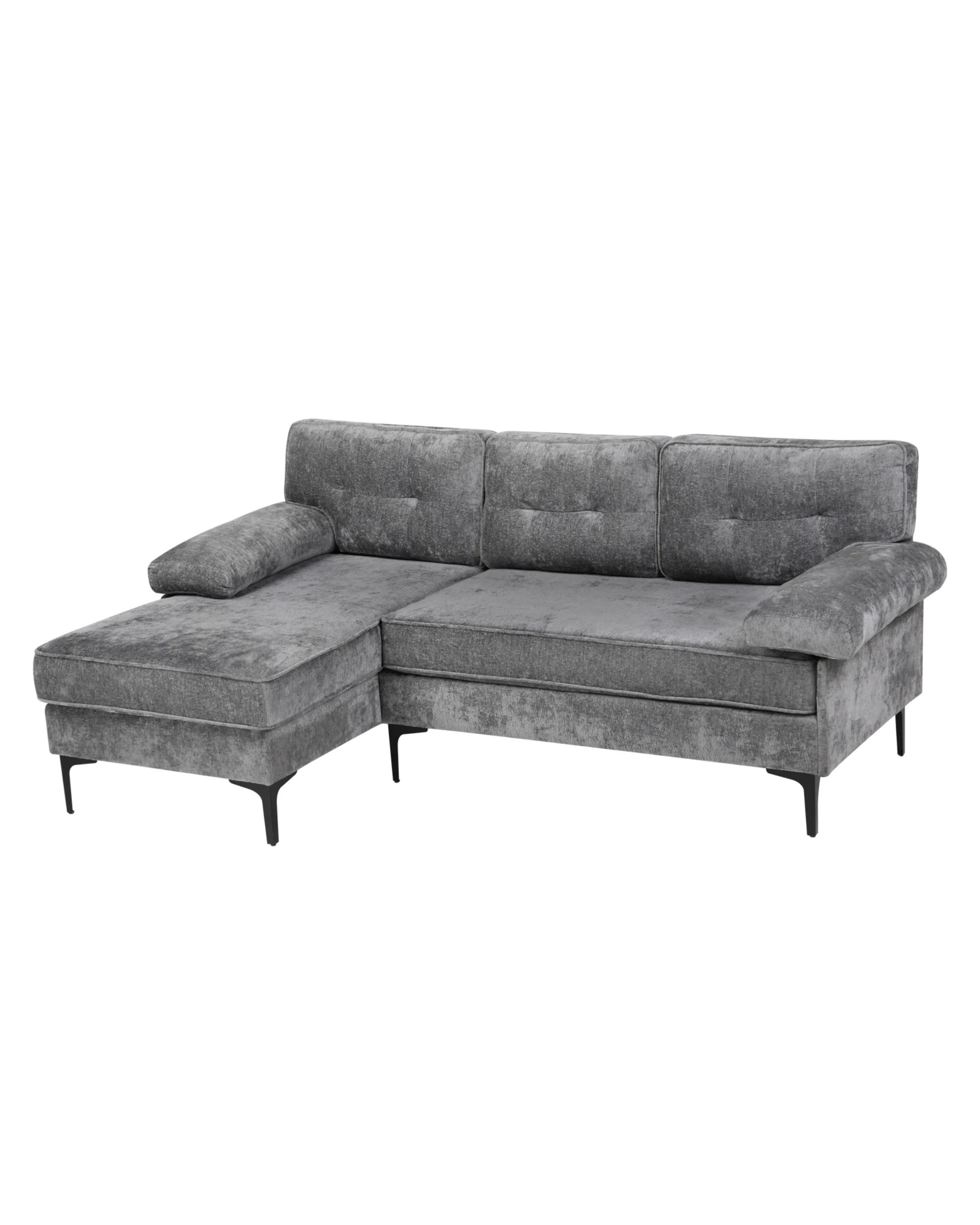 1 Advwin 3 Seater Sofa L-shape Chenille Lounge Couch W/ Reversible Chaise Grey, 1 of 9