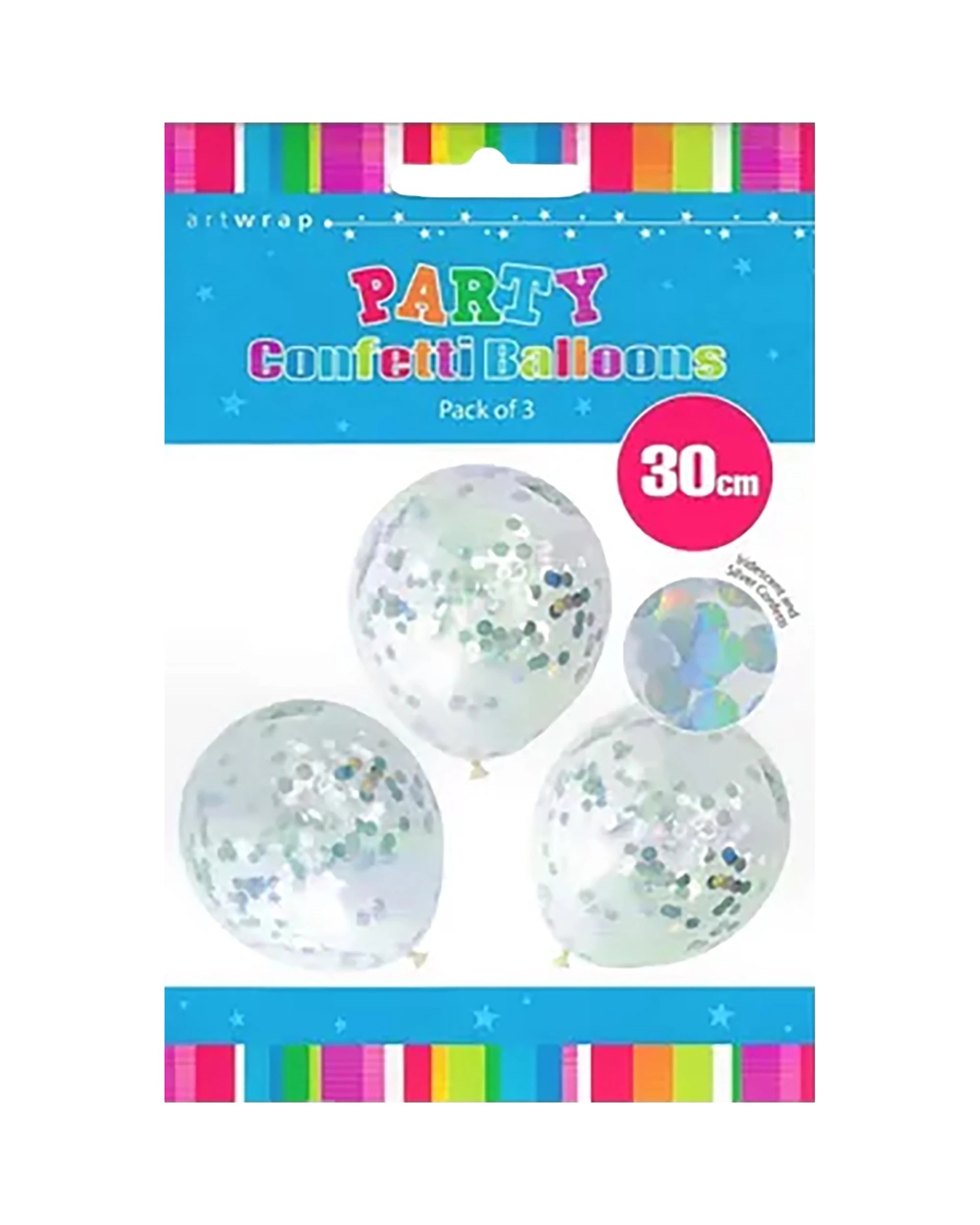 2 Artwrap Confetti Balloons 30cm Pack of 3 - Metallic, 2 of 2