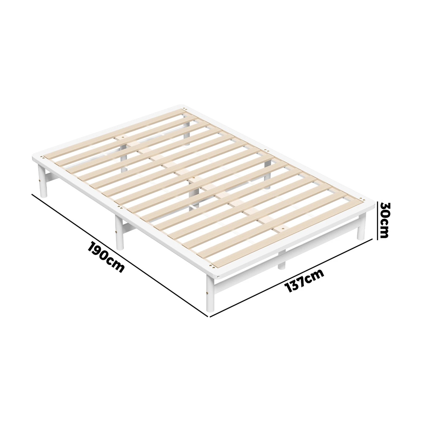 10 Oikiture Double Wooden Bed Frame Base Platform Solid Pine Timber Beds
 - White, 10 of 10