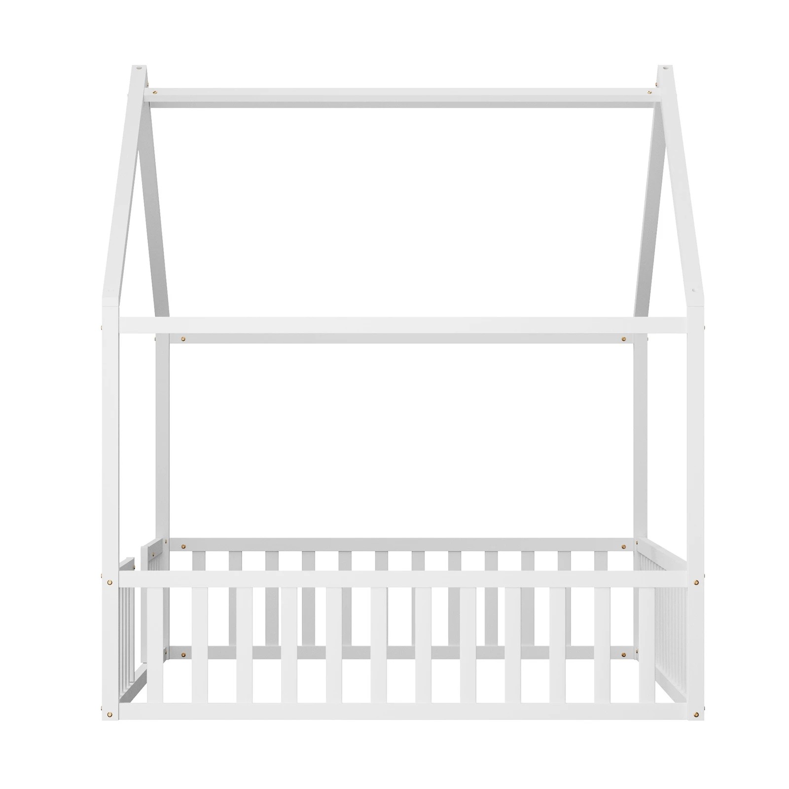 9 Oikiture Double House Bed Kids Wooden Bed Frame - White, 9 of 10