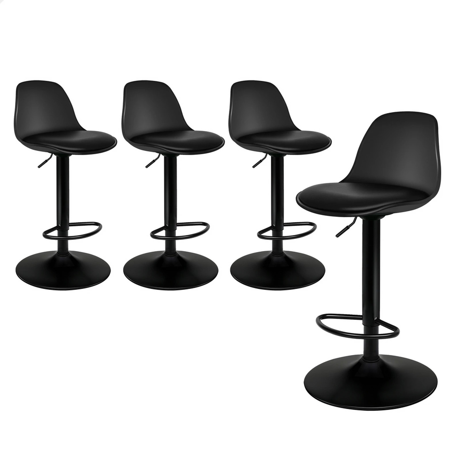 1 Alfordson 4x Bar Stools Kitchen Swivel Chair Leather Gas Lift Philip - Black, 1 of 8