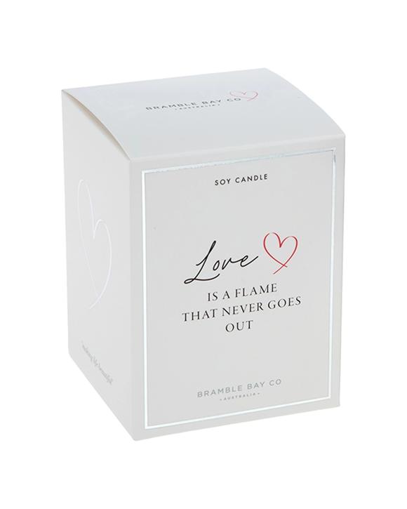 Bramble Bay Love Is A Flame Peach & Lychee Scented Soy Candle Home Fragrance 300g - White