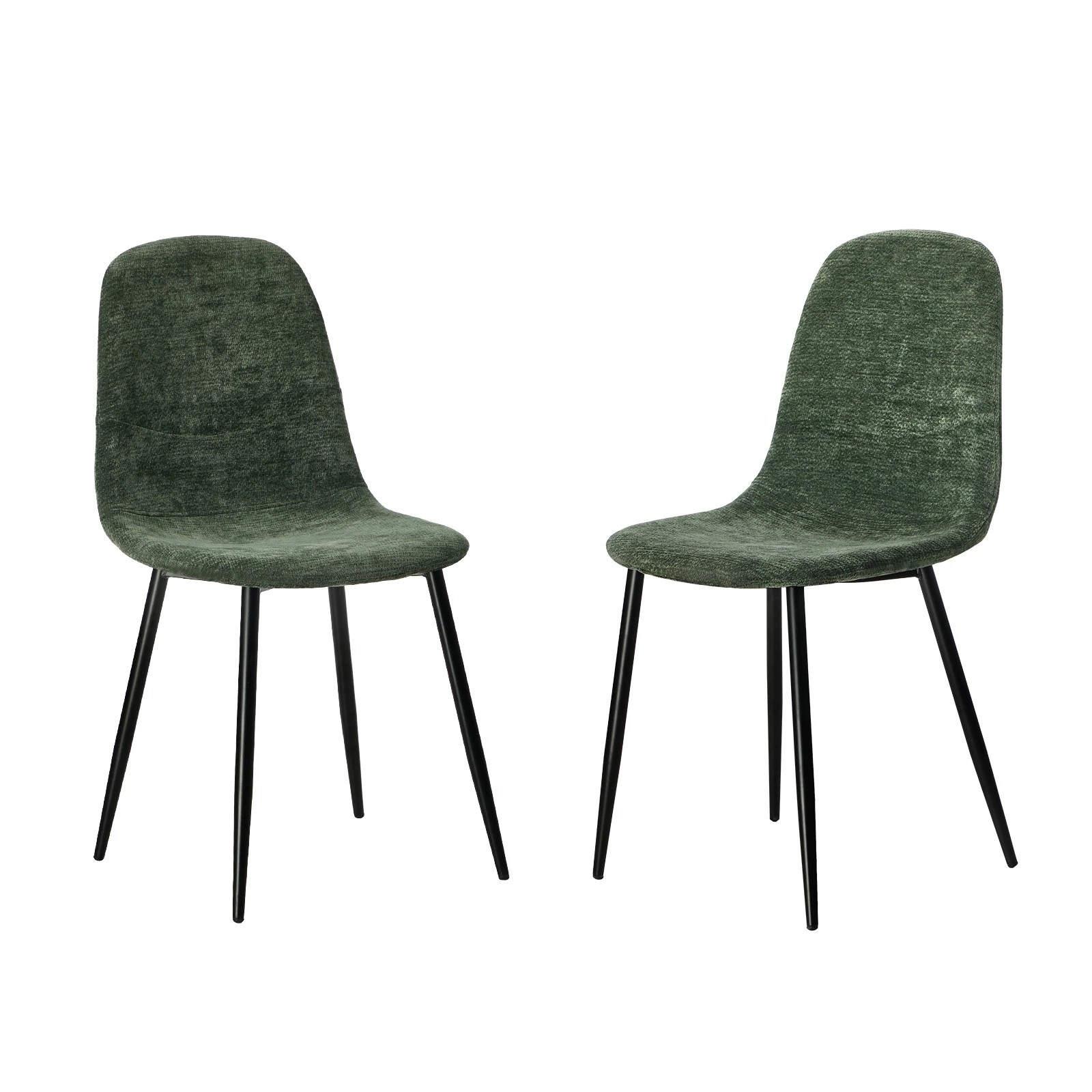 1 Oikiture 2x Dining Chairs Kitchen Accent Chair Lounge Room Chenille - Green, 1 of 9