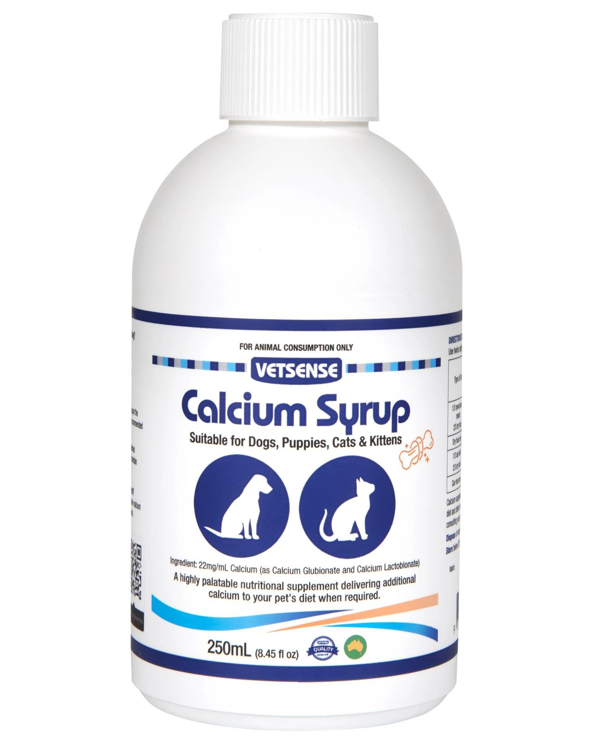 1 Vetsense Calcium Syrup Nutritional Supplement for Dogs & Cats 250ml, 1 of 1